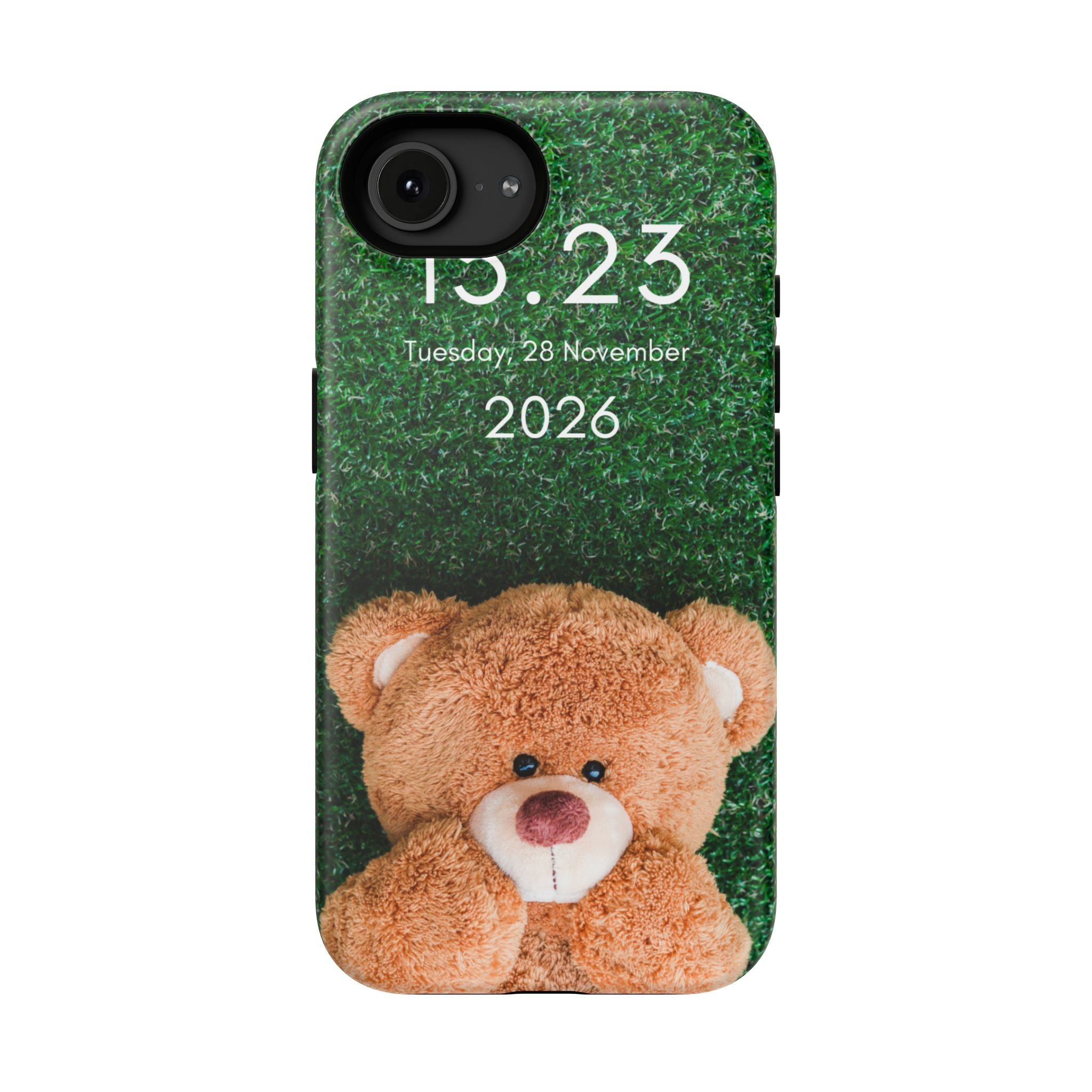 Teddy Bear Grass Phone Case — Cute Plush Toy Design Impact-Resistant Case