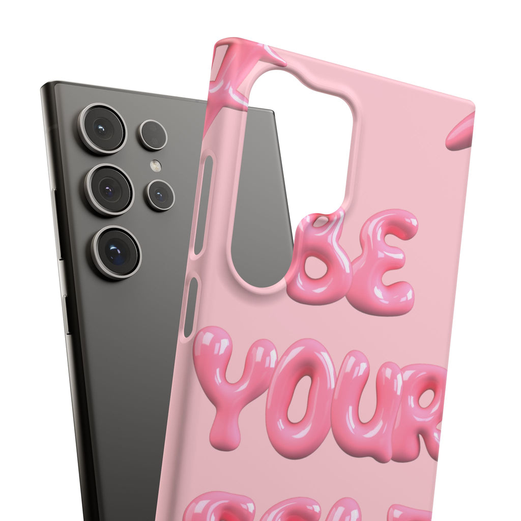 Phone Case - "Be Yourself" Pink Bubble Typography Snap Case