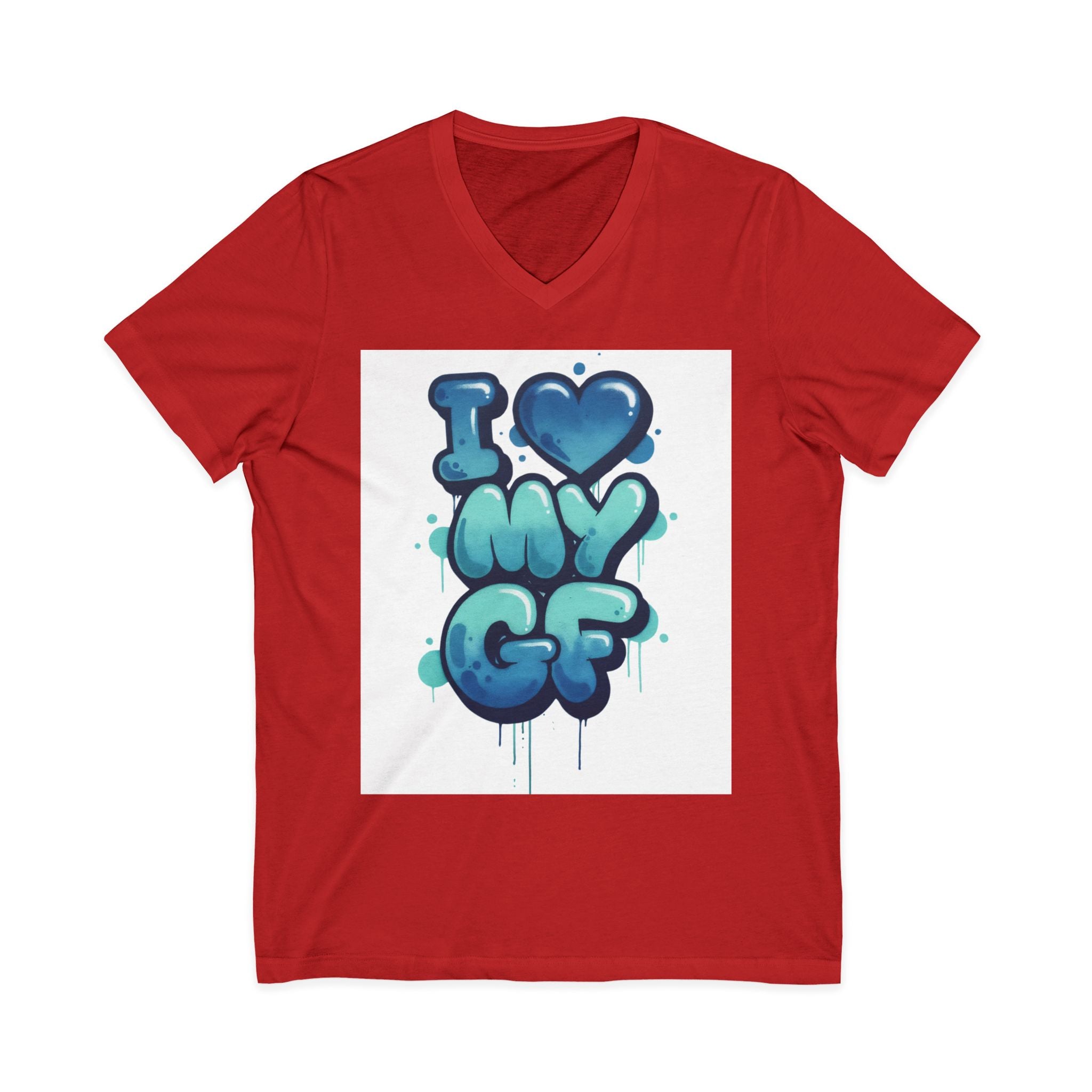 Unisex I Love My GF V-Neck T-Shirt — Cute Graffiti Couple Tee
