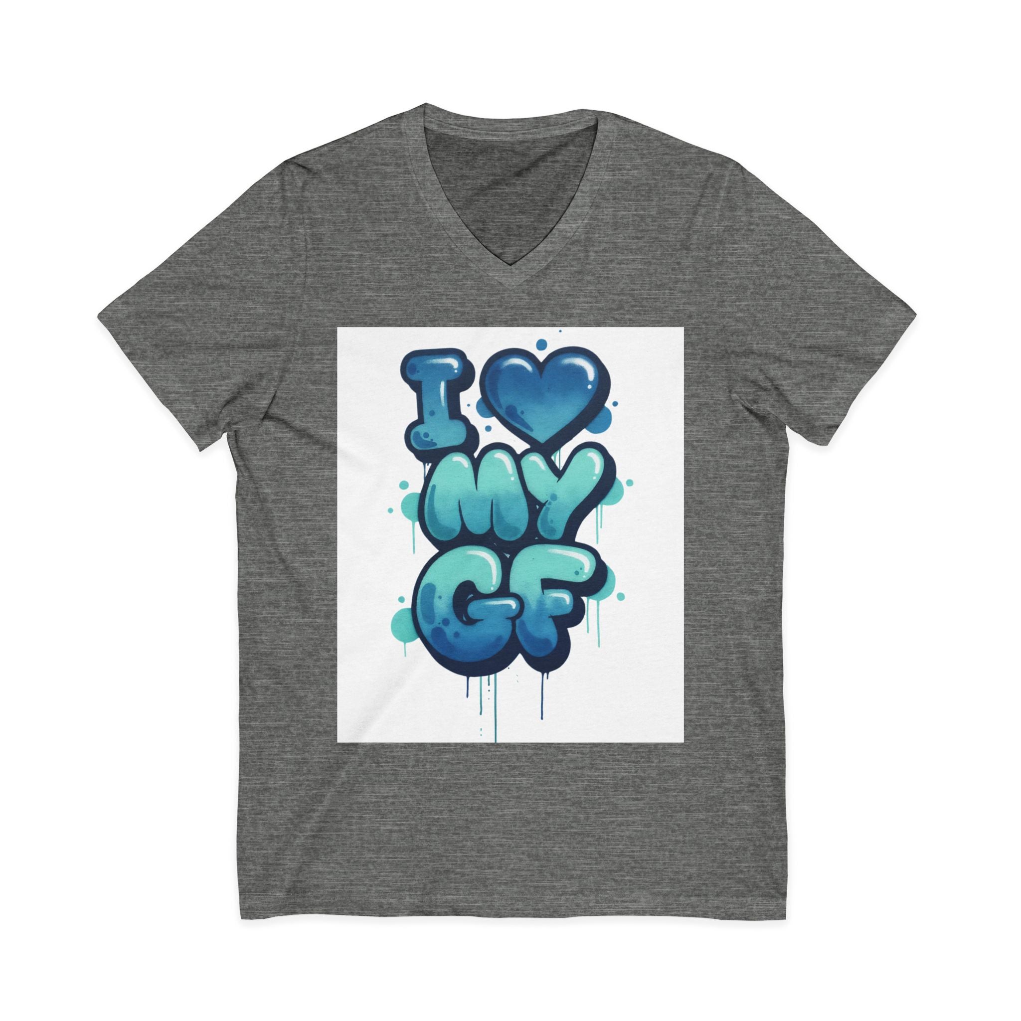 Unisex I Love My GF V-Neck T-Shirt — Cute Graffiti Couple Tee