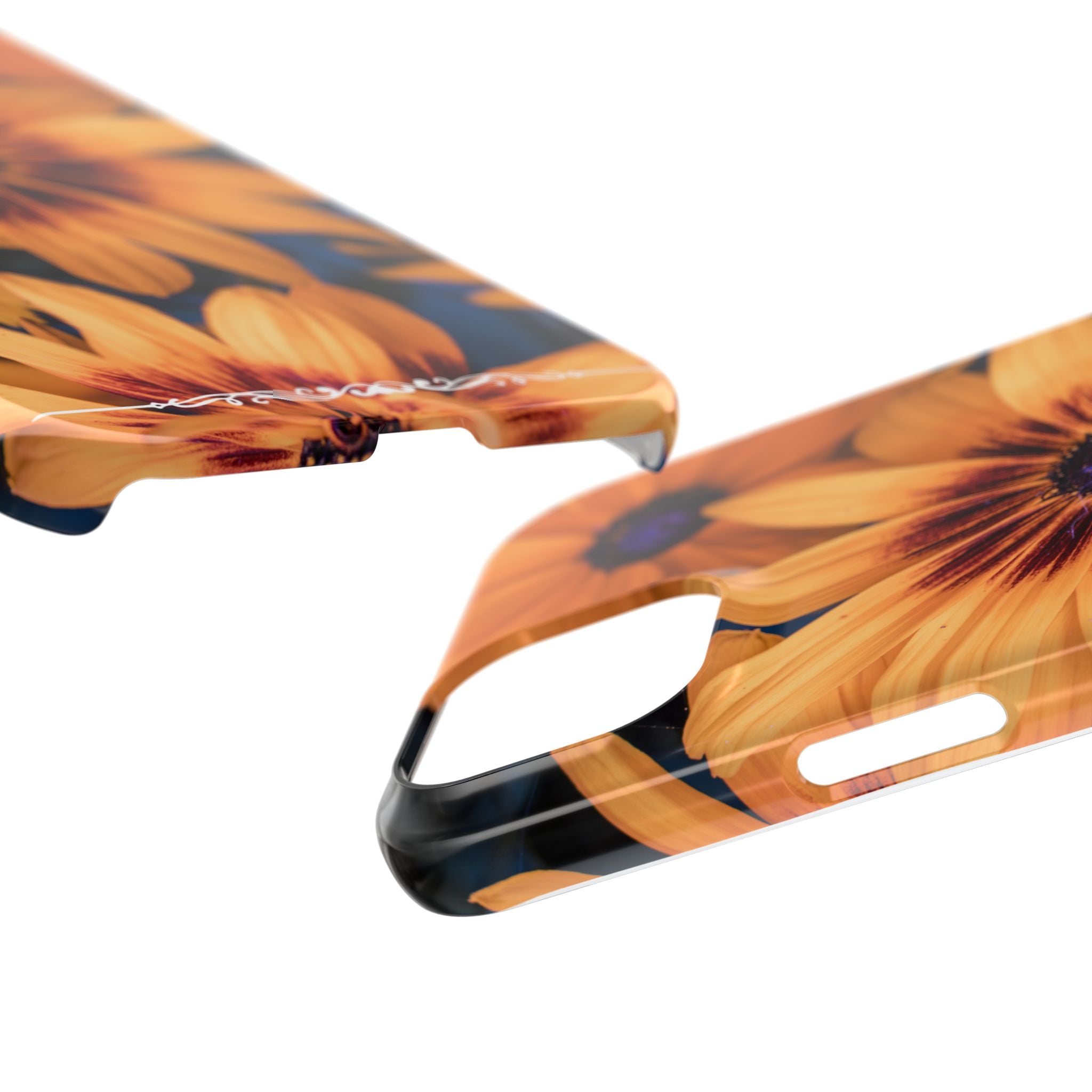 Floral Sunflower Slim Phone Case — Orange Black Daisy Design