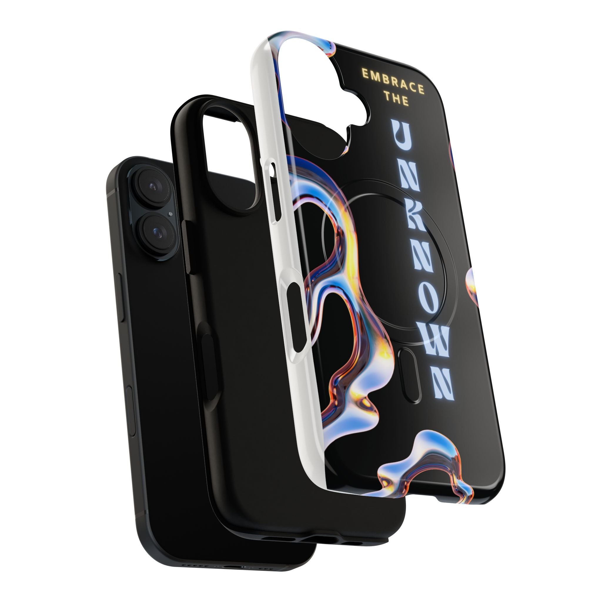 Tough Magnetic Case — "Embrace the Unknown" Black Iridescent Phone Cover