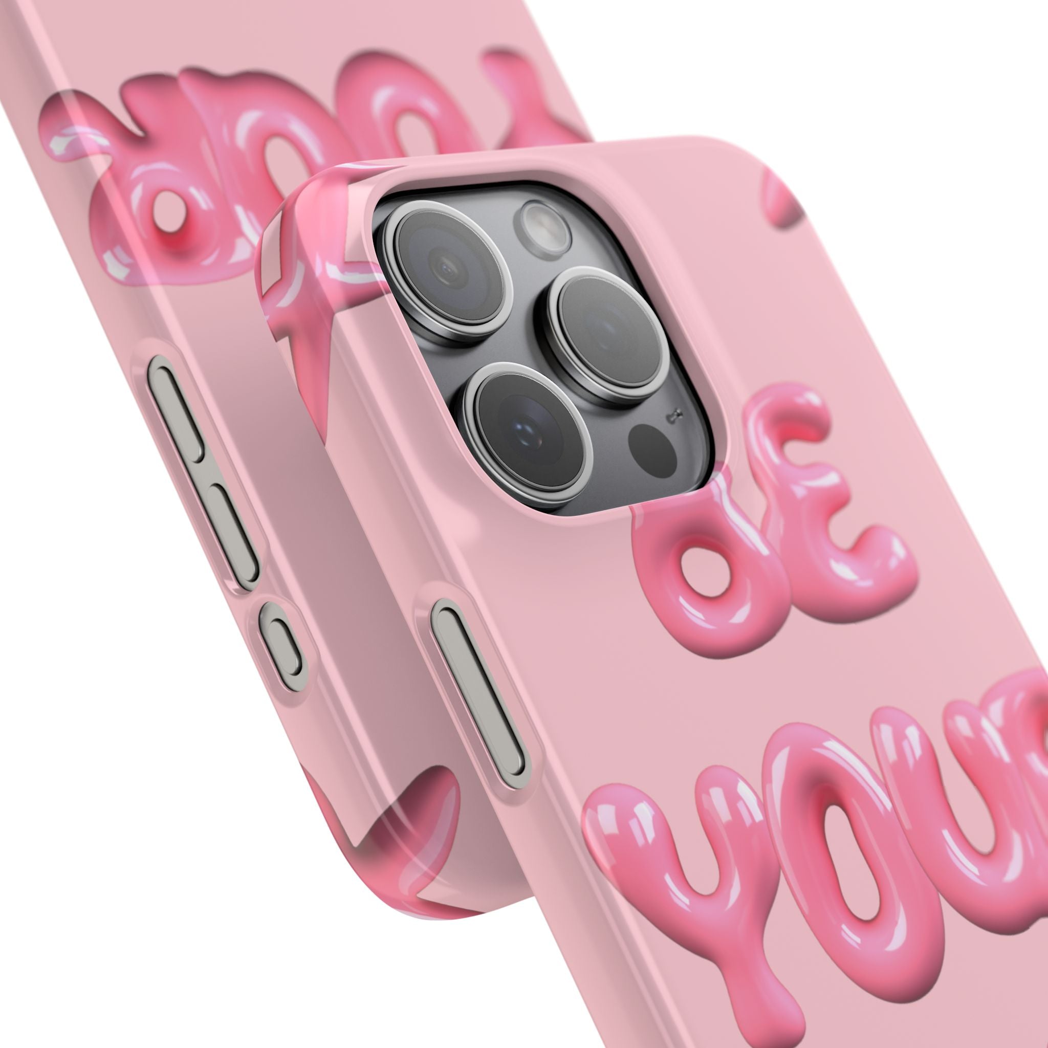 Phone Case - "Be Yourself" Pink Bubble Typography Snap Case