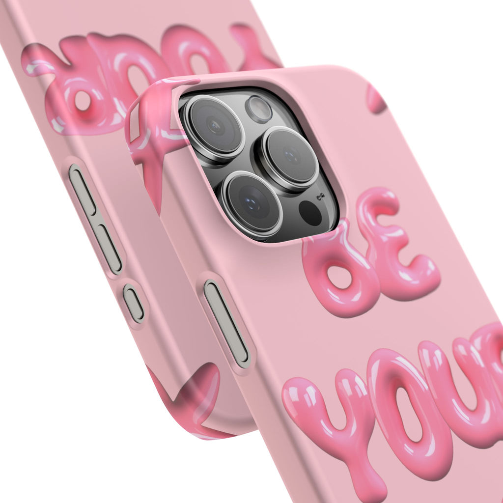 Phone Case - "Be Yourself" Pink Bubble Typography Snap Case