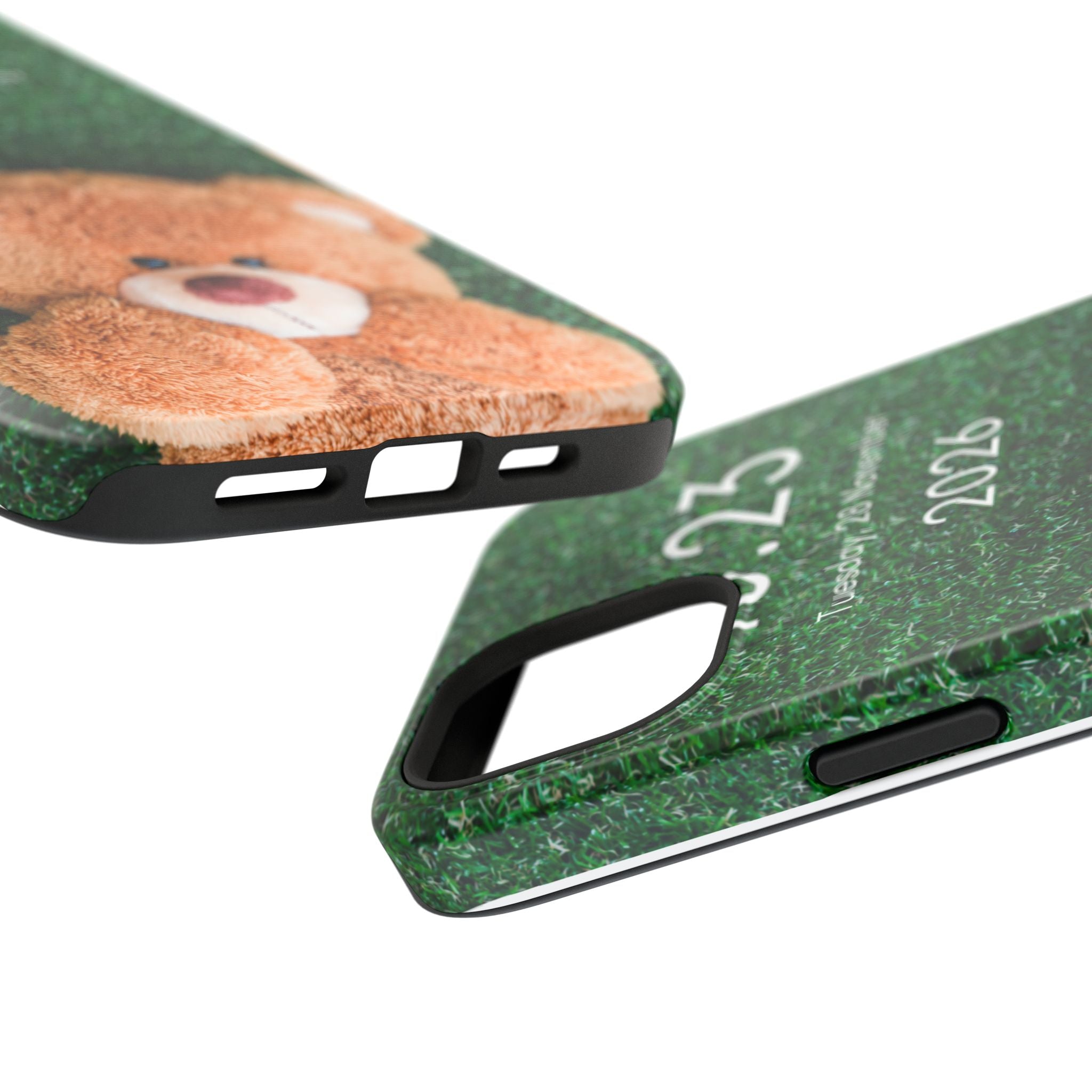 Teddy Bear Grass Phone Case — Cute Plush Toy Design Impact-Resistant Case