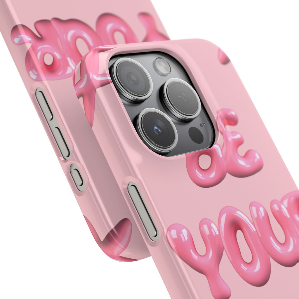 Phone Case - "Be Yourself" Pink Bubble Typography Snap Case