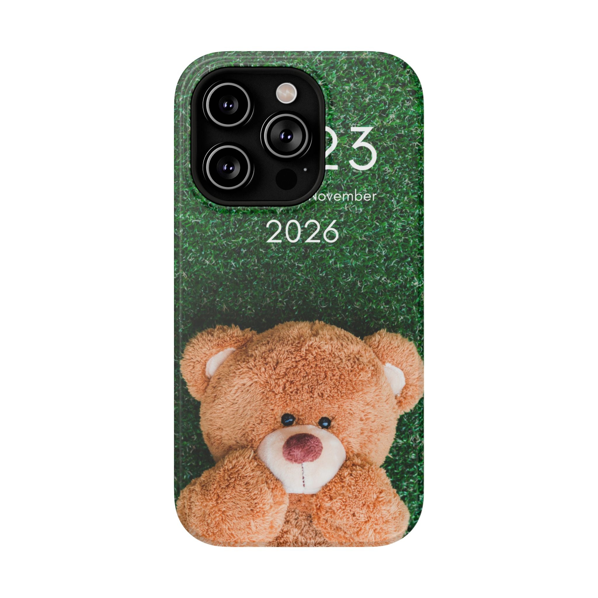 Teddy Bear Grass Phone Case — Cute Plush Toy Design Impact-Resistant Case