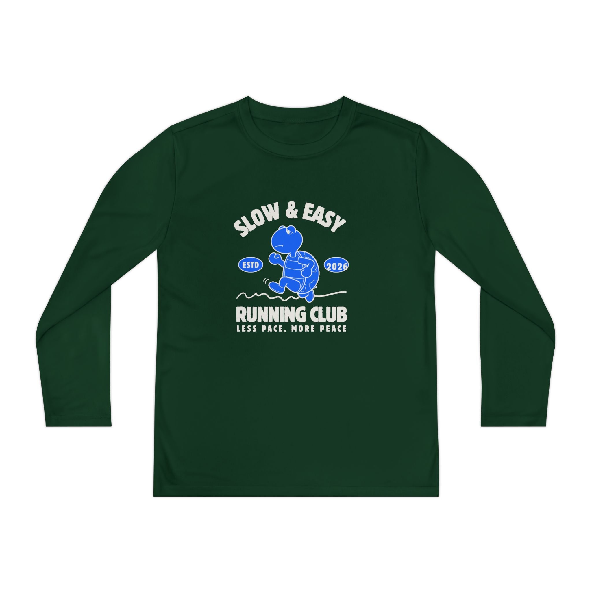 Youth Long Sleeve Tee — "Slow & Easy" Blue Turtle Surf Club Graphic