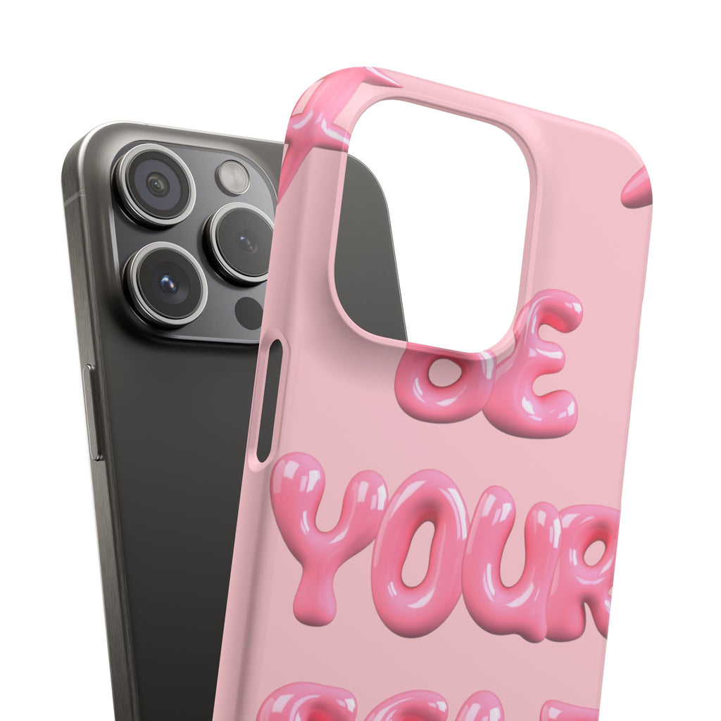 Phone Case - "Be Yourself" Pink Bubble Typography Snap Case