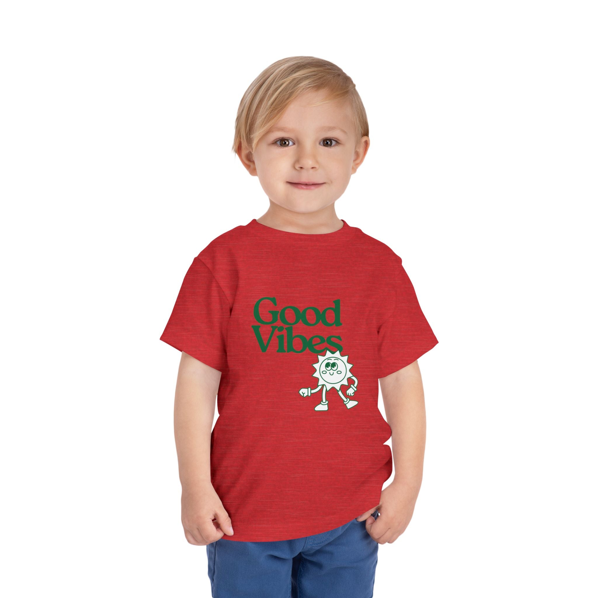 Good Vibes Toddler Tee — Cute Retro Sun Graphic Kids T‑Shirt