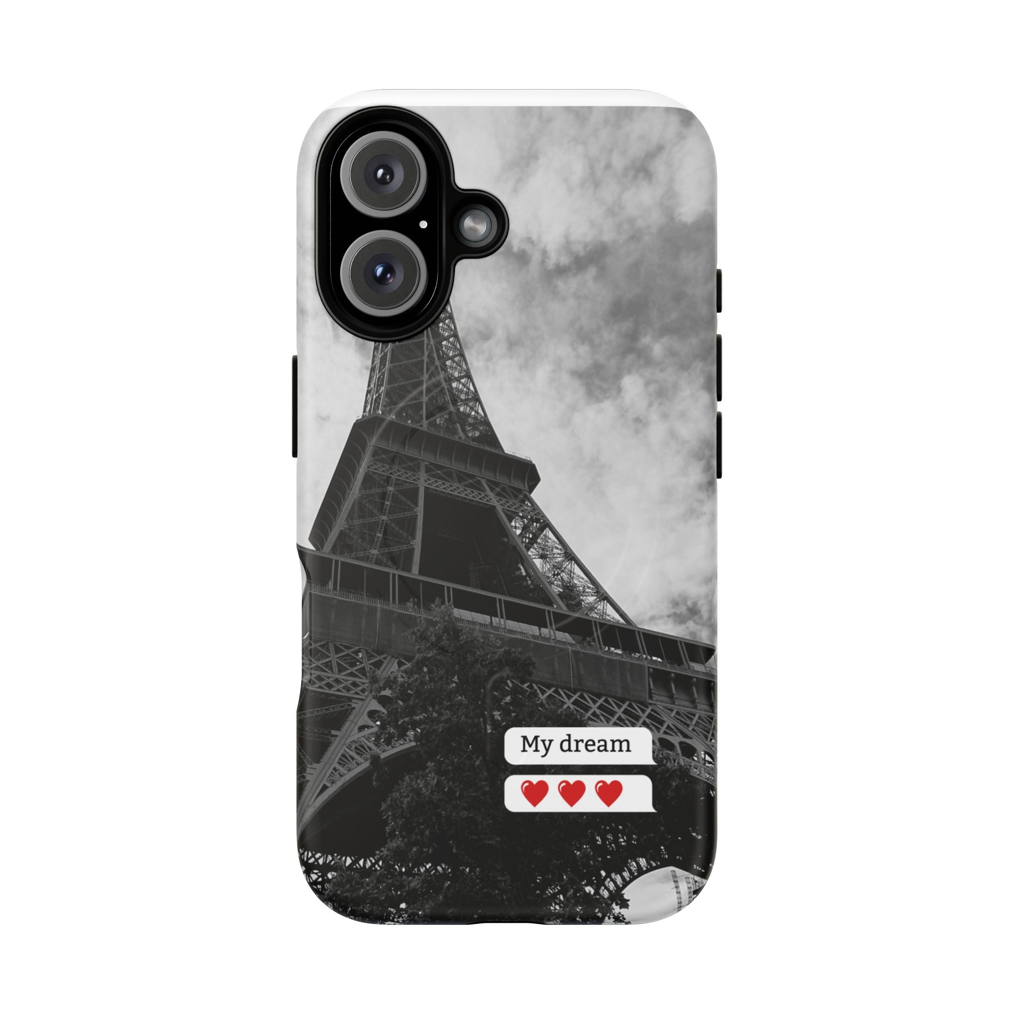 Eiffel Tower 'My Dream' Tough Magnetic Phone Case — Black & White Travel Protective Cover
