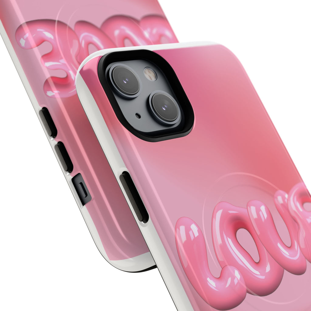 Phone Case — Pink "LOVE" 3D Bubble Tough Magnetic Protective Case