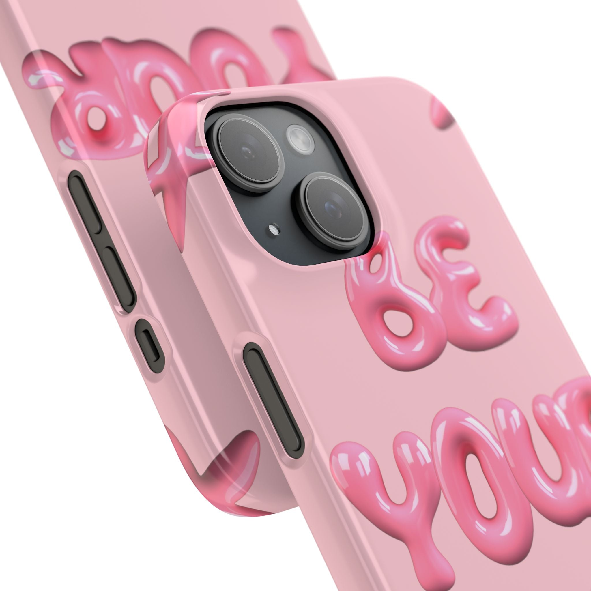 Phone Case - "Be Yourself" Pink Bubble Typography Snap Case