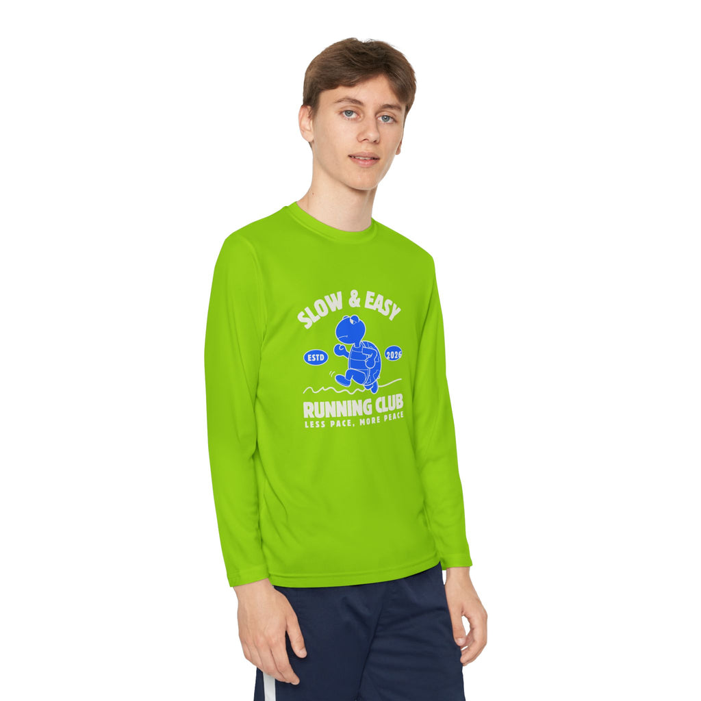 Youth Long Sleeve Tee — "Slow & Easy" Blue Turtle Surf Club Graphic