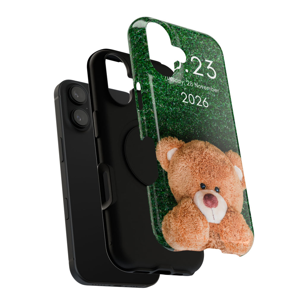 Teddy Bear Grass Phone Case — Cute Plush Toy Design Impact-Resistant Case