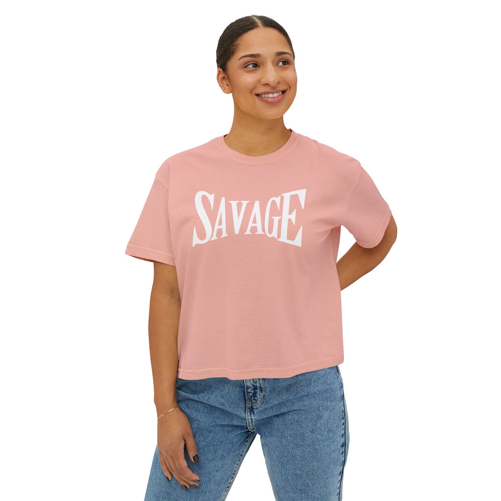 Savage Boxy Tee — Women's Trendy Graphic Crop T-Shirt