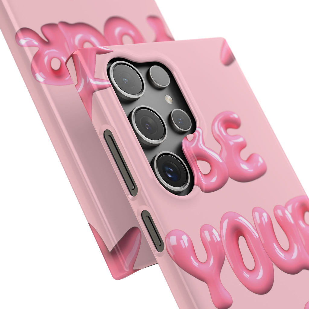 Phone Case — Pink "Be Yourself" Self-Love Protective Snap Case