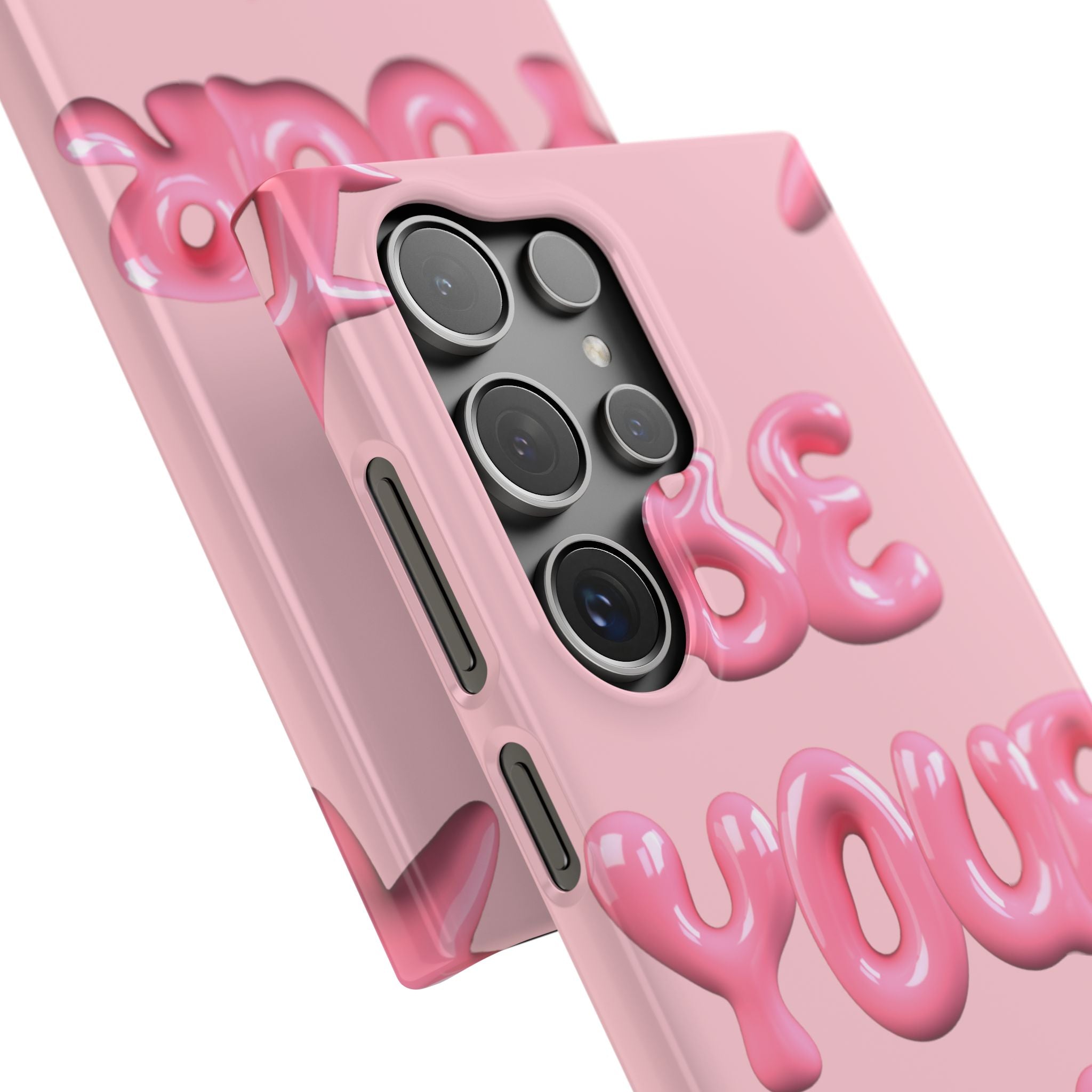 Phone Case — Pink "Be Yourself" Self-Love Protective Snap Case