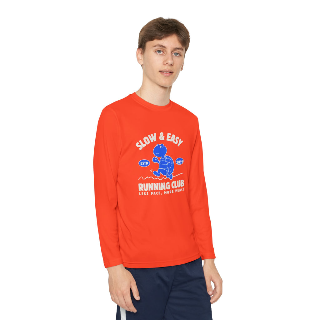 Youth Long Sleeve Tee — "Slow & Easy" Blue Turtle Surf Club Graphic