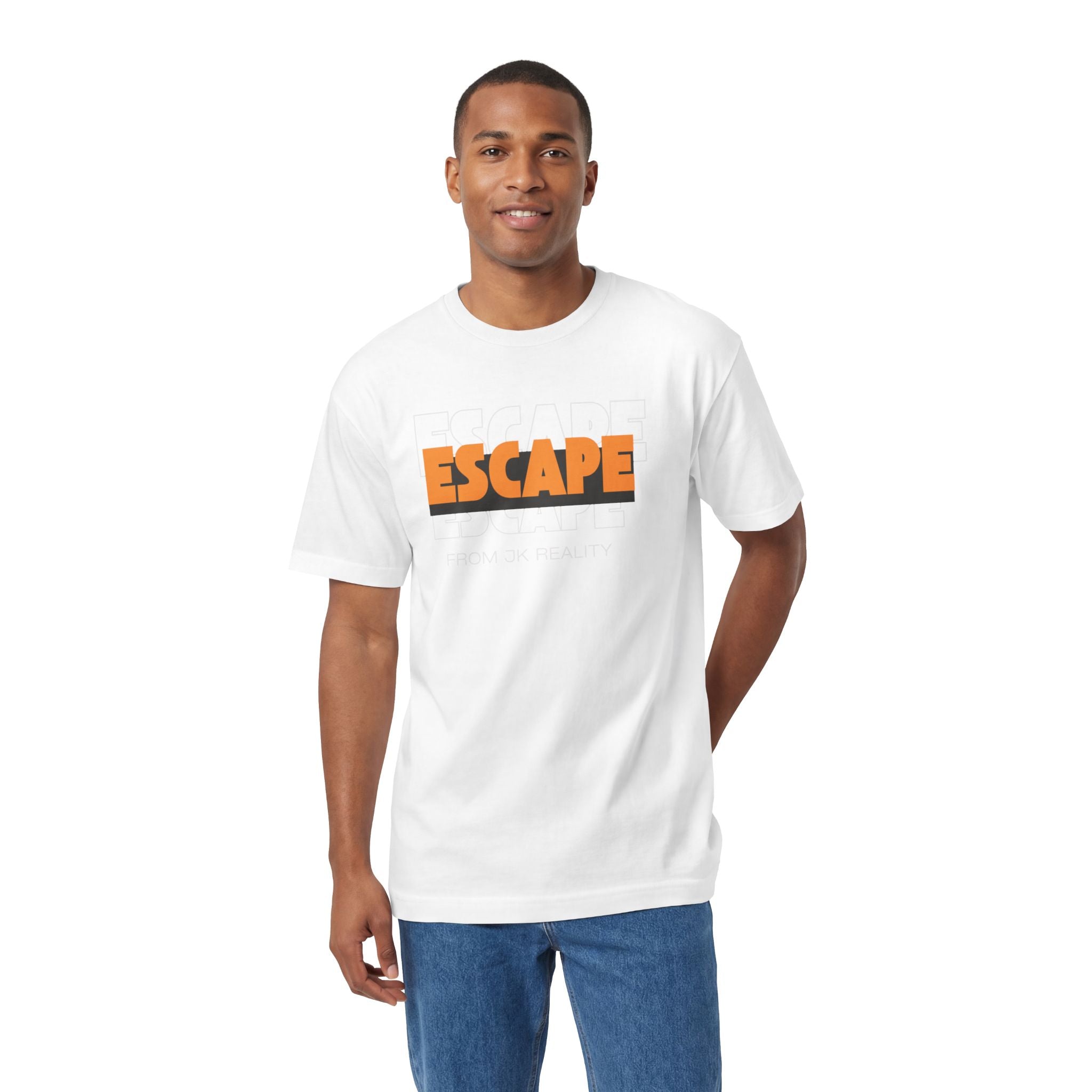 Escape Graphic Tee — Retro Orange Block Letter Unisex Shirt
