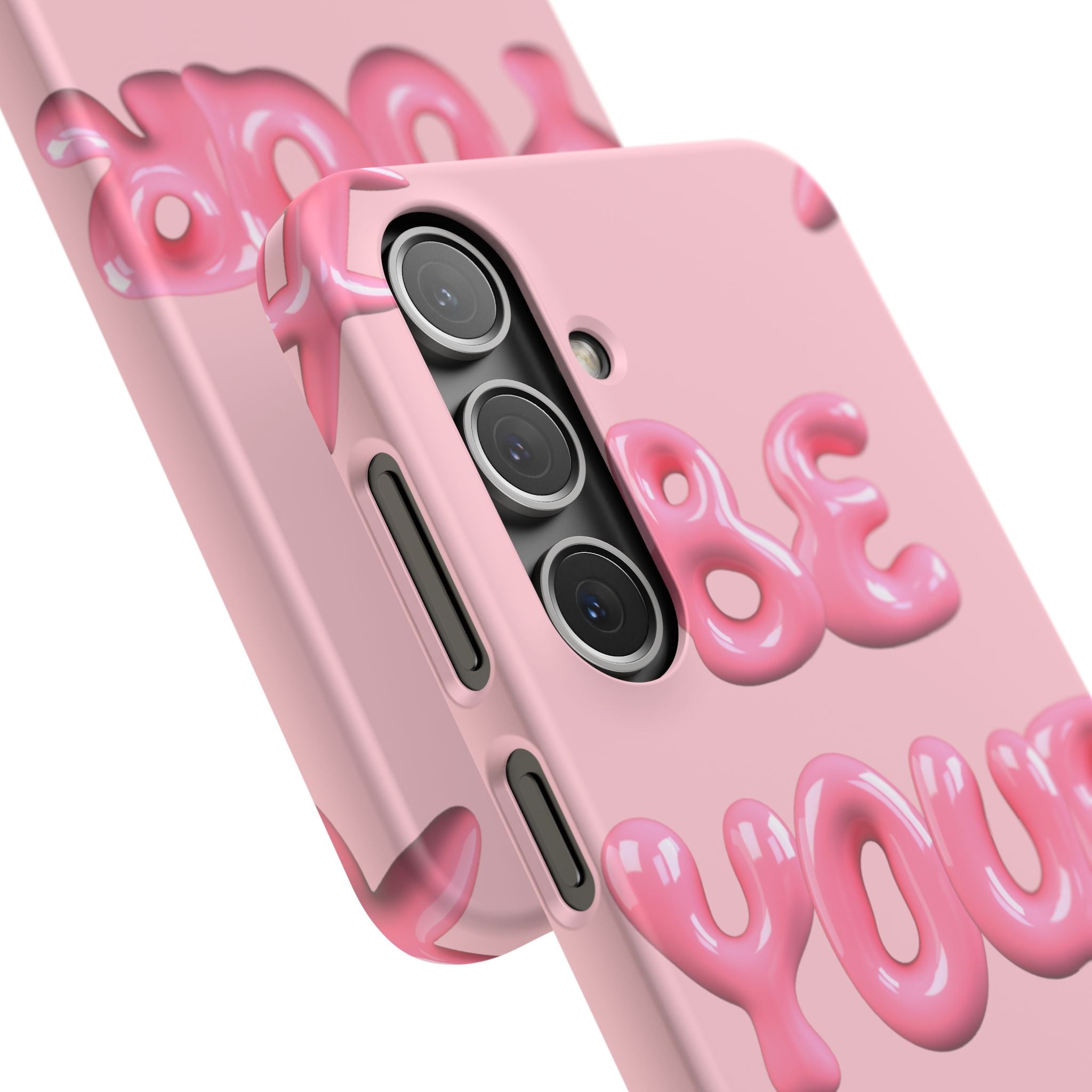 Phone Case - "Be Yourself" Pink Bubble Typography Snap Case