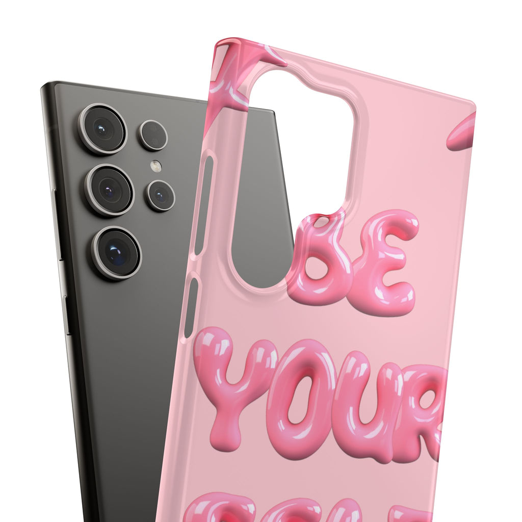 Phone Case - "Be Yourself" Pink Bubble Typography Snap Case