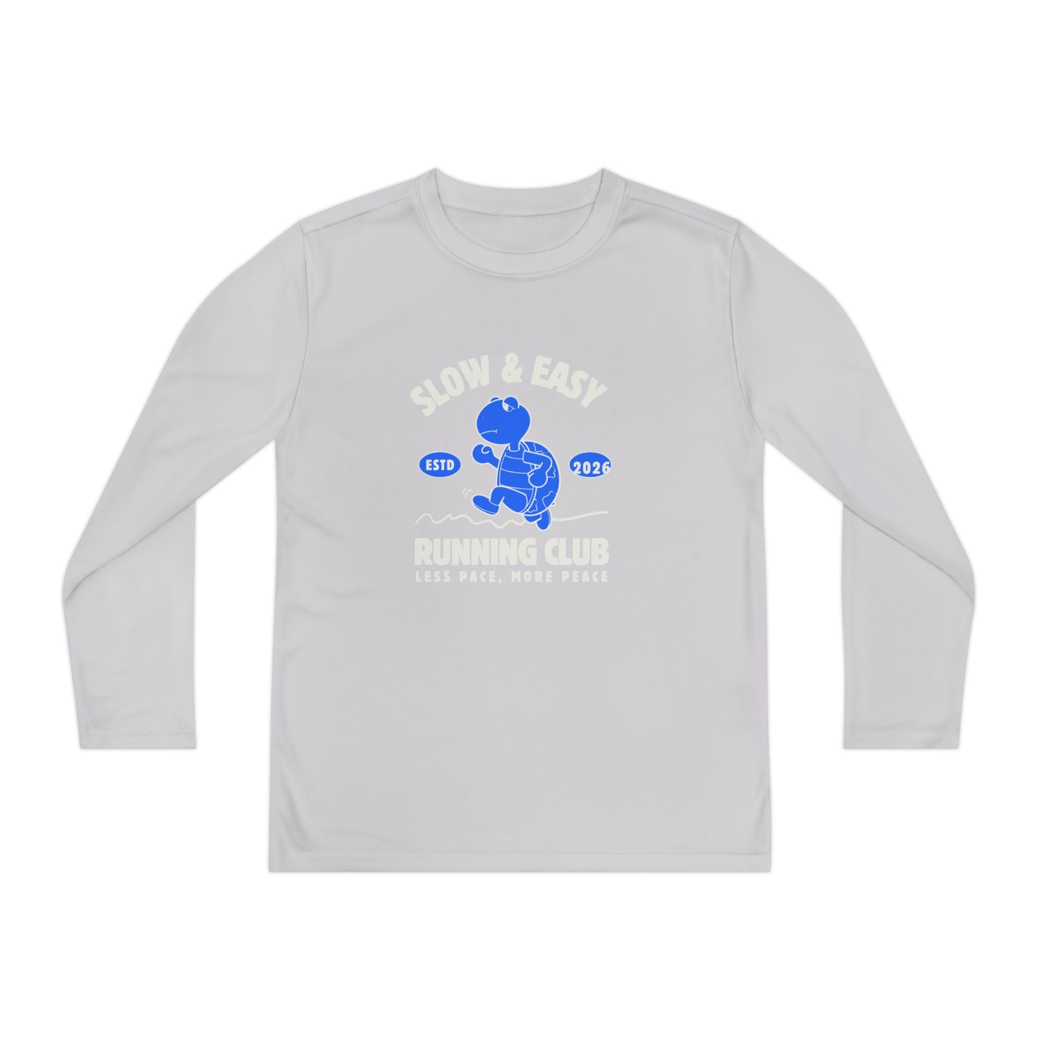 Youth Long Sleeve Tee — "Slow & Easy" Blue Turtle Surf Club Graphic