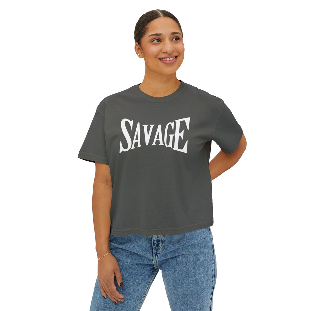 Savage Boxy Tee — Women's Trendy Graphic Crop T-Shirt