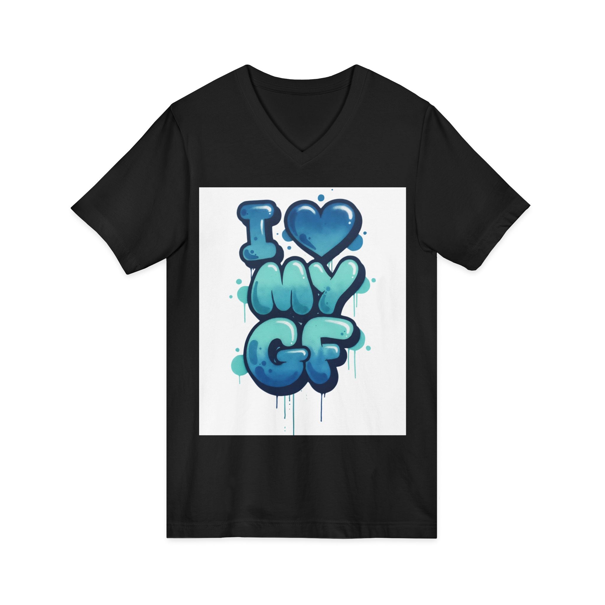 Unisex I Love My GF V-Neck T-Shirt — Cute Graffiti Couple Tee