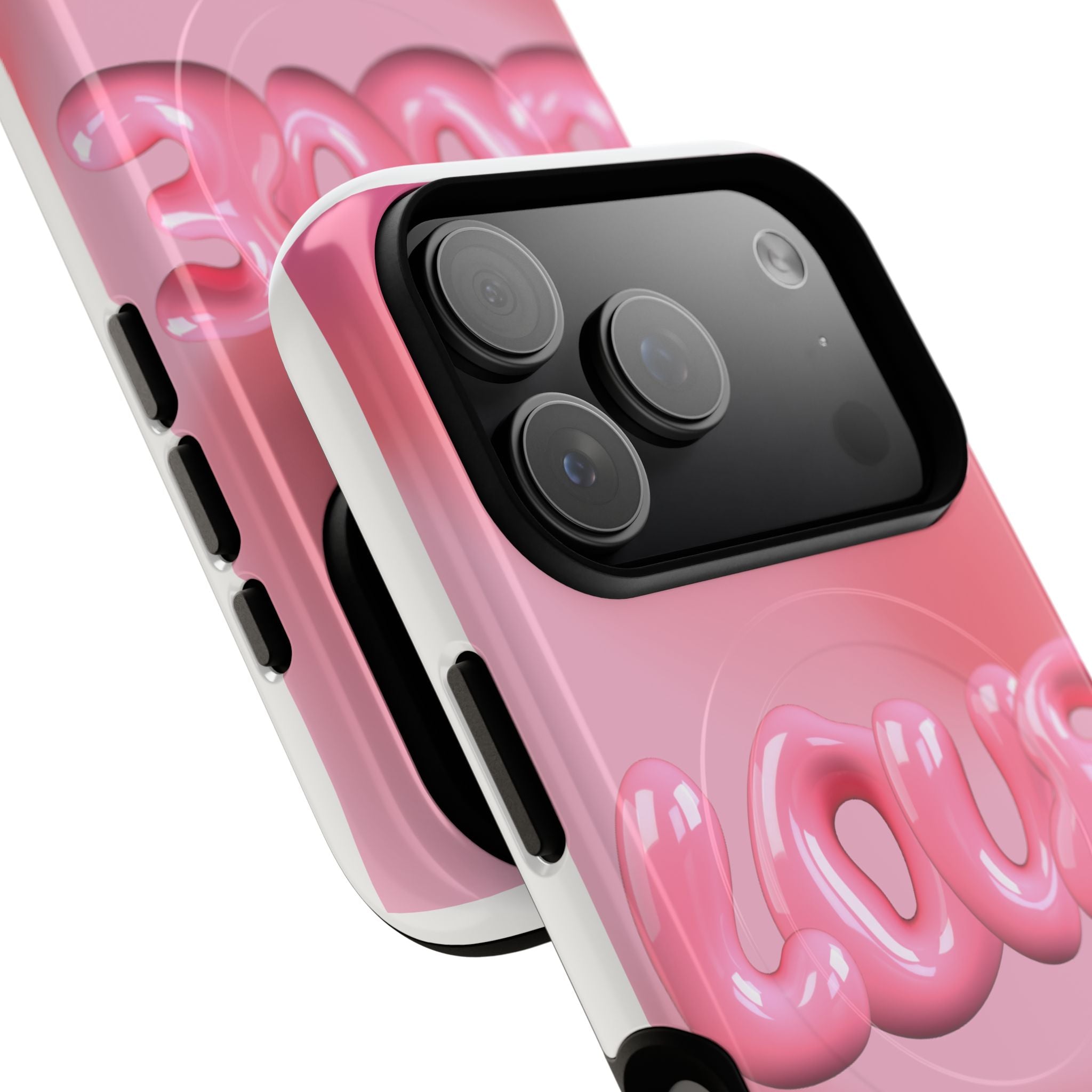 Phone Case — Pink "LOVE" 3D Bubble Tough Magnetic Protective Case