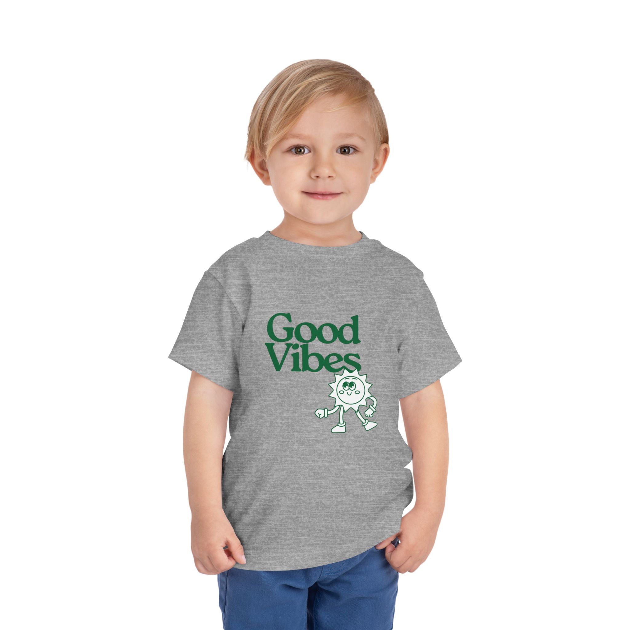 Good Vibes Toddler Tee — Cute Retro Sun Graphic Kids T‑Shirt