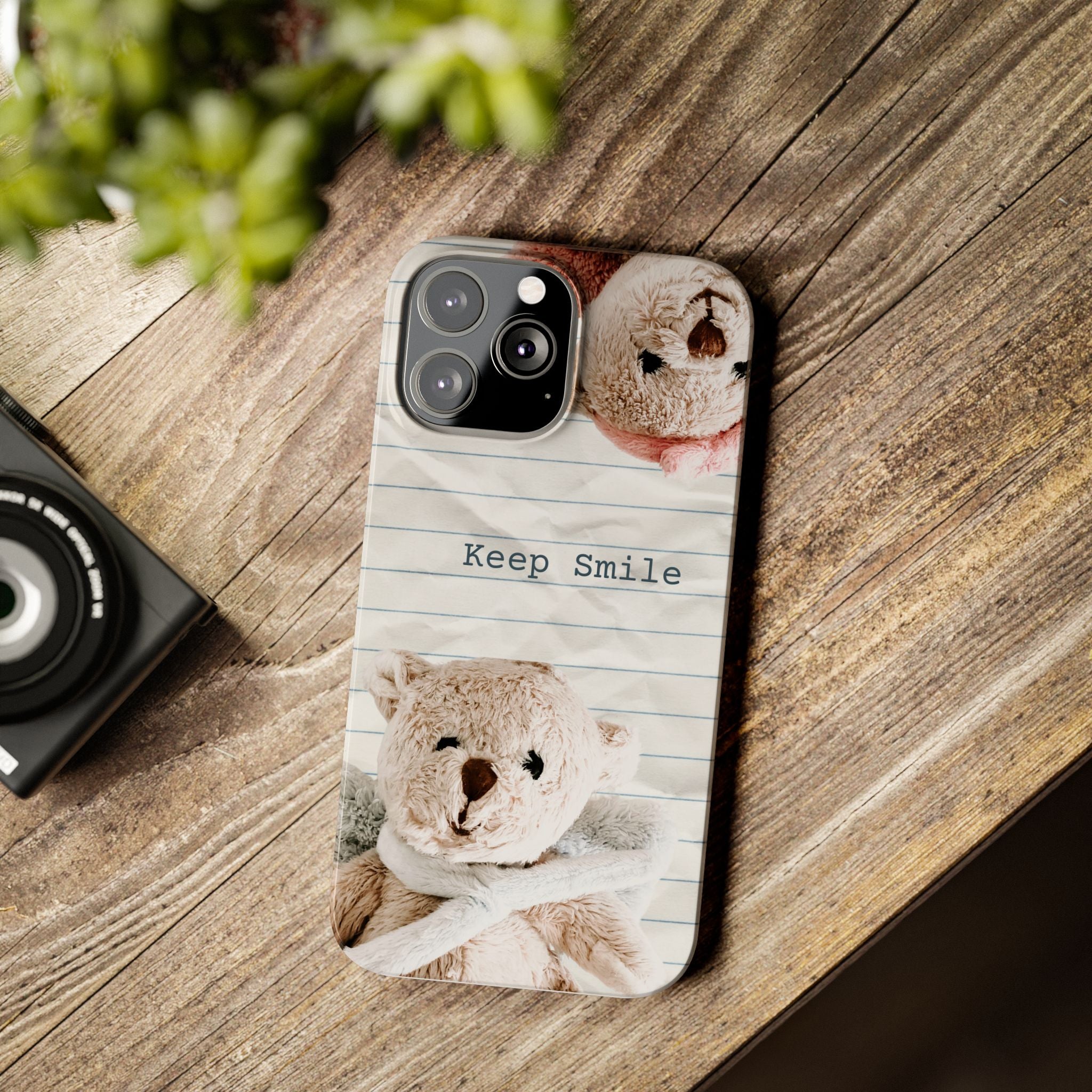 Slim Phone Case — ‘Keep Smile’ Teddy Bear Cute Protective Cover