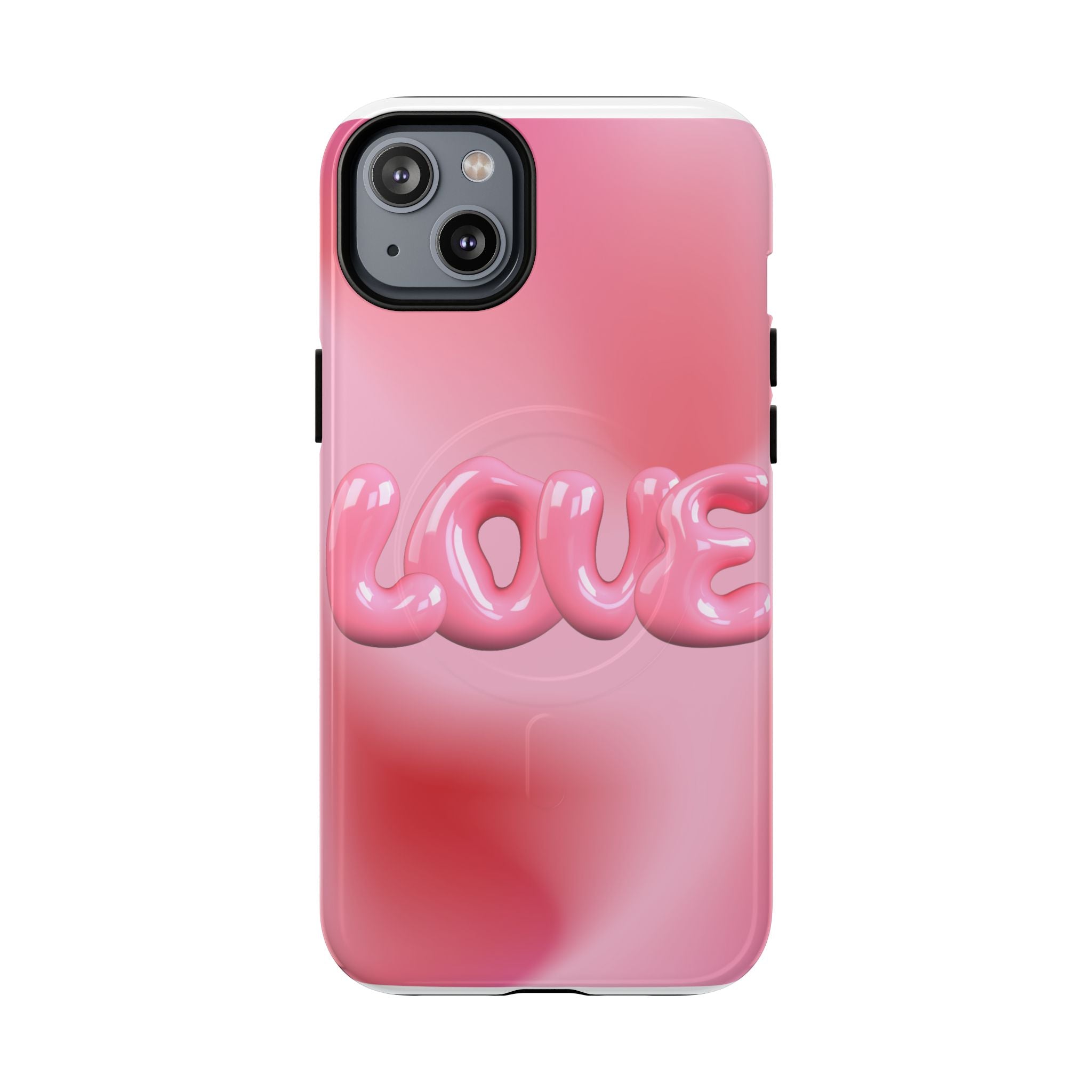 Phone Case — Pink "LOVE" 3D Bubble Tough Magnetic Protective Case