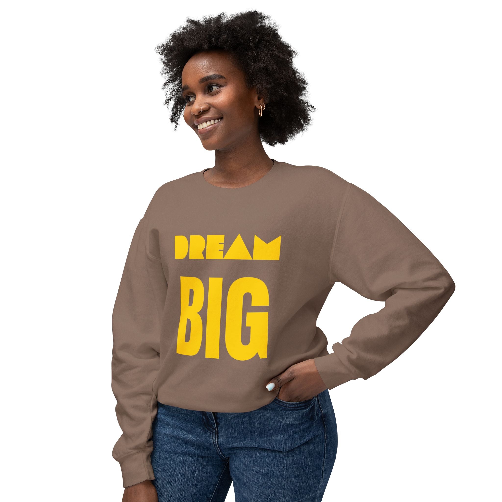 Dream Big Sweatshirt — Yellow Inspirational Crewneck