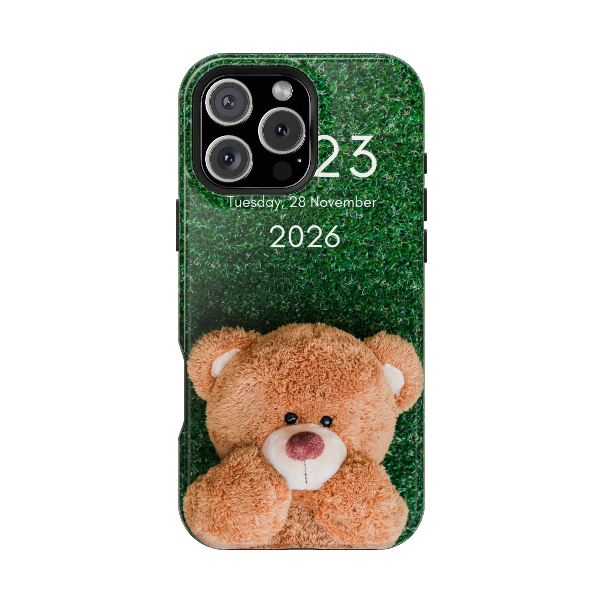 Teddy Bear Grass Phone Case — Cute Plush Toy Design Impact-Resistant Case