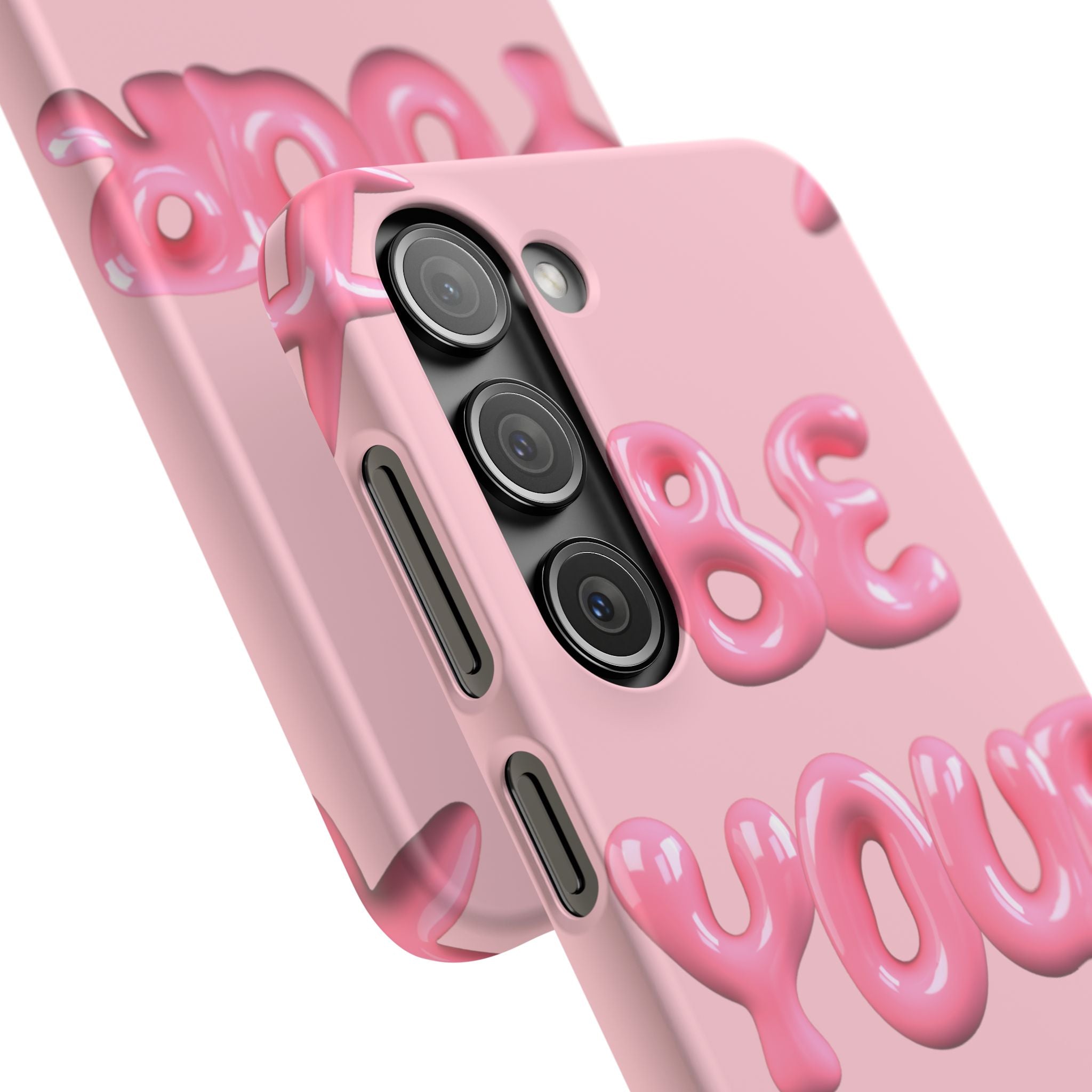 Phone Case - "Be Yourself" Pink Bubble Typography Snap Case