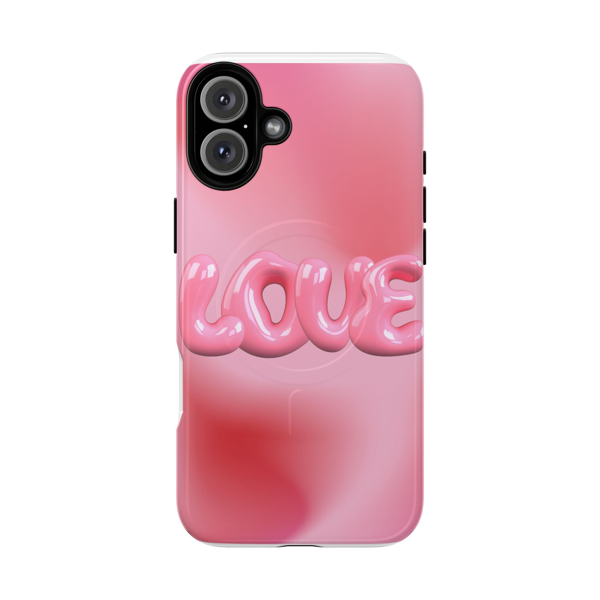 Phone Case — Pink "LOVE" 3D Bubble Tough Magnetic Protective Case
