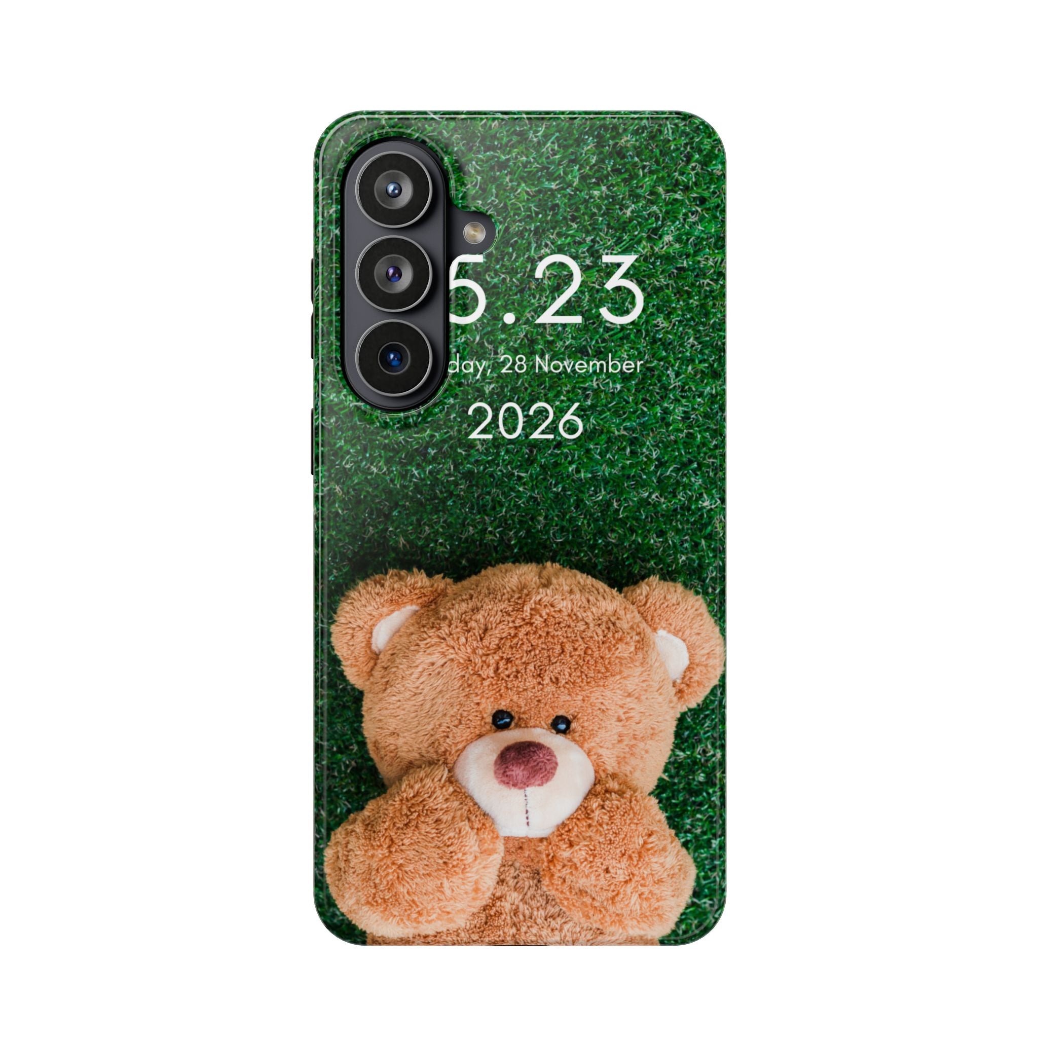 Teddy Bear Grass Phone Case — Cute Plush Toy Design Impact-Resistant Case