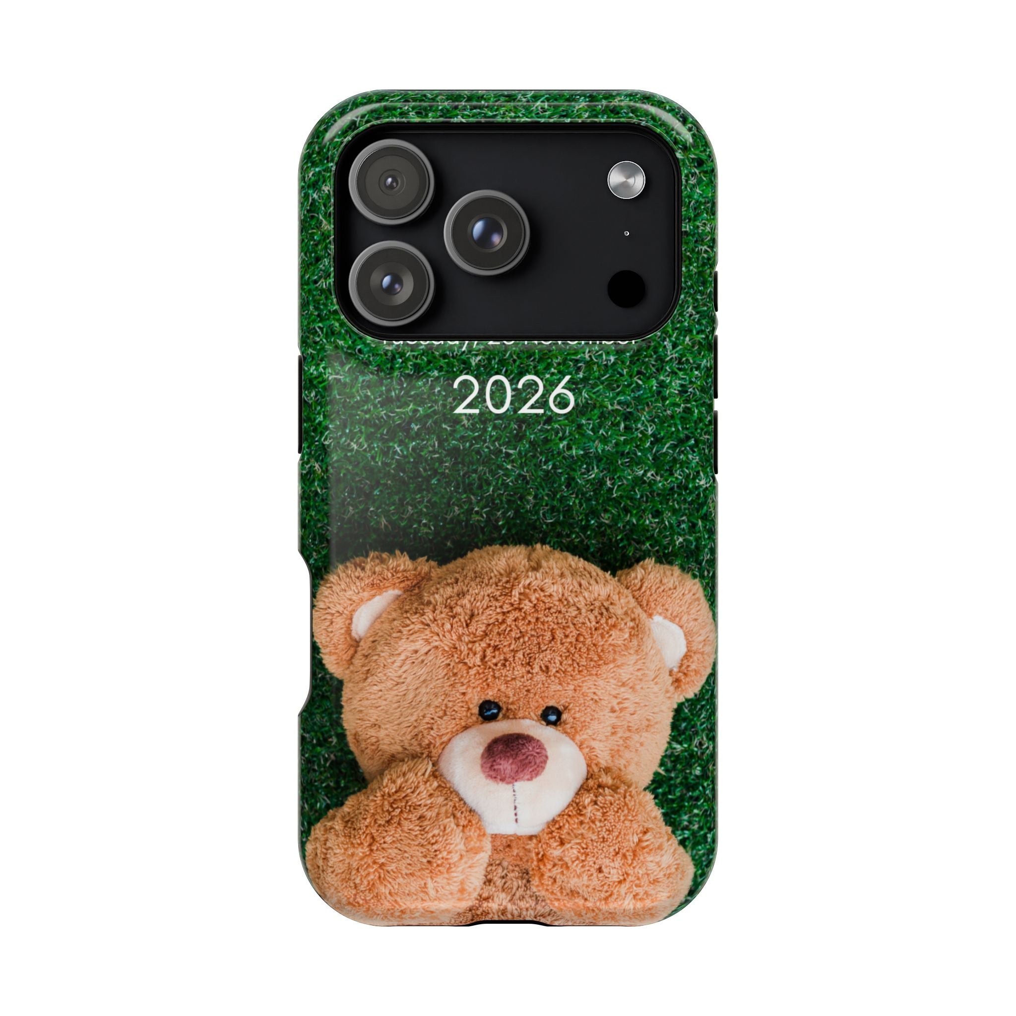 Teddy Bear Grass Phone Case — Cute Plush Toy Design Impact-Resistant Case
