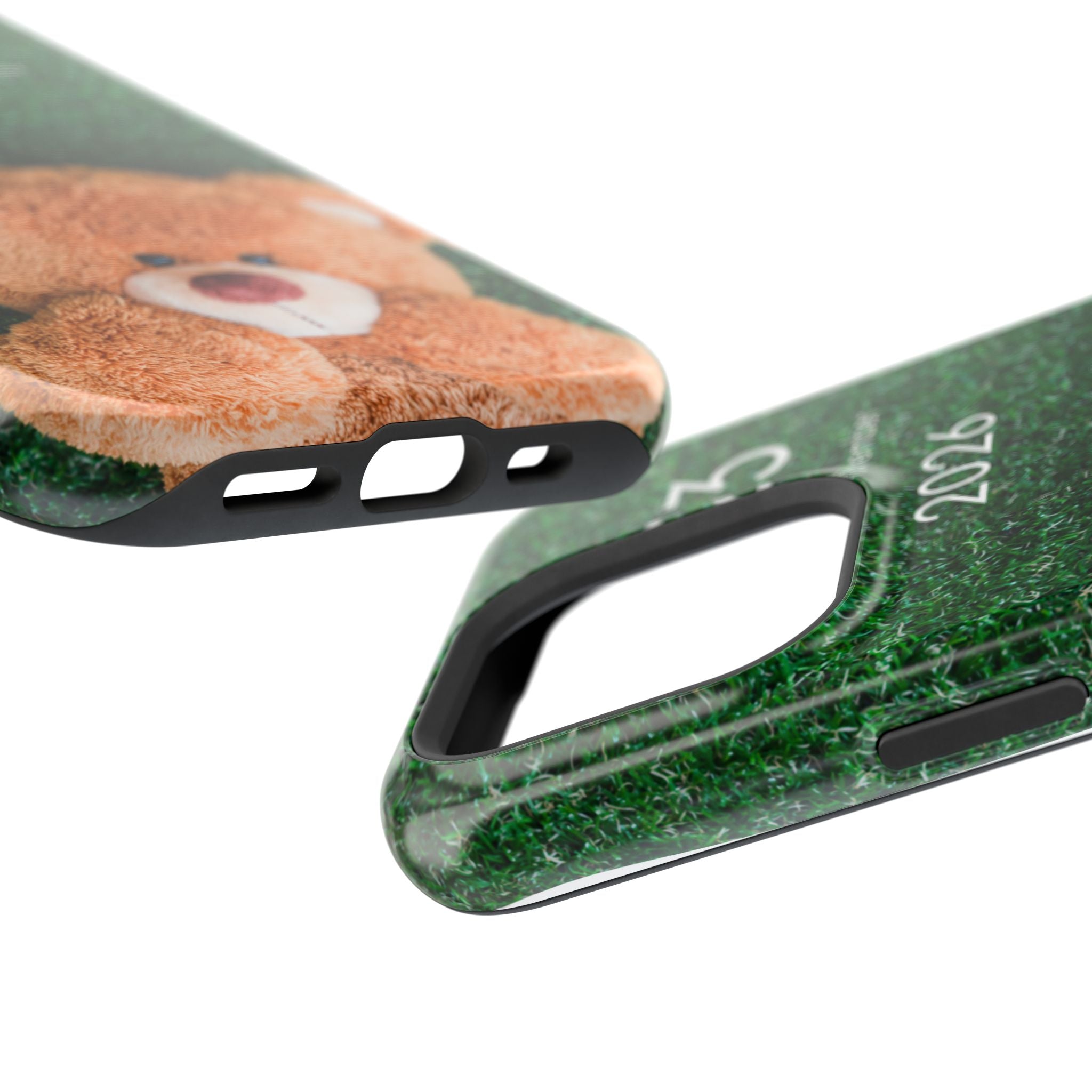 Teddy Bear Grass Phone Case — Cute Plush Toy Design Impact-Resistant Case