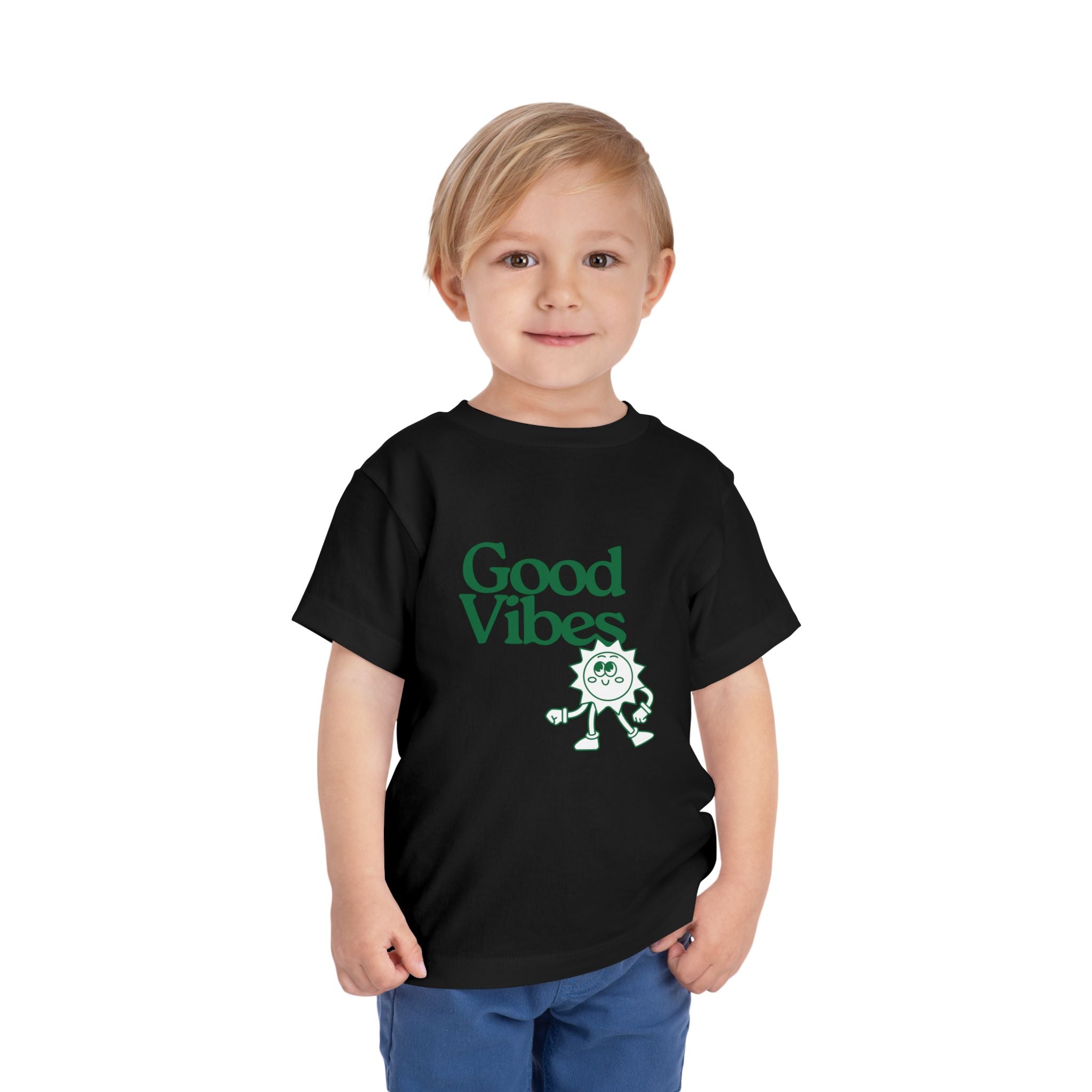 Good Vibes Toddler Tee — Cute Retro Sun Graphic Kids T‑Shirt