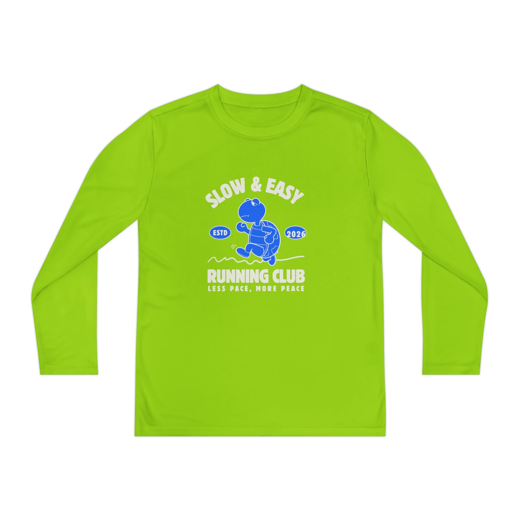 Youth Long Sleeve Tee — "Slow & Easy" Blue Turtle Surf Club Graphic