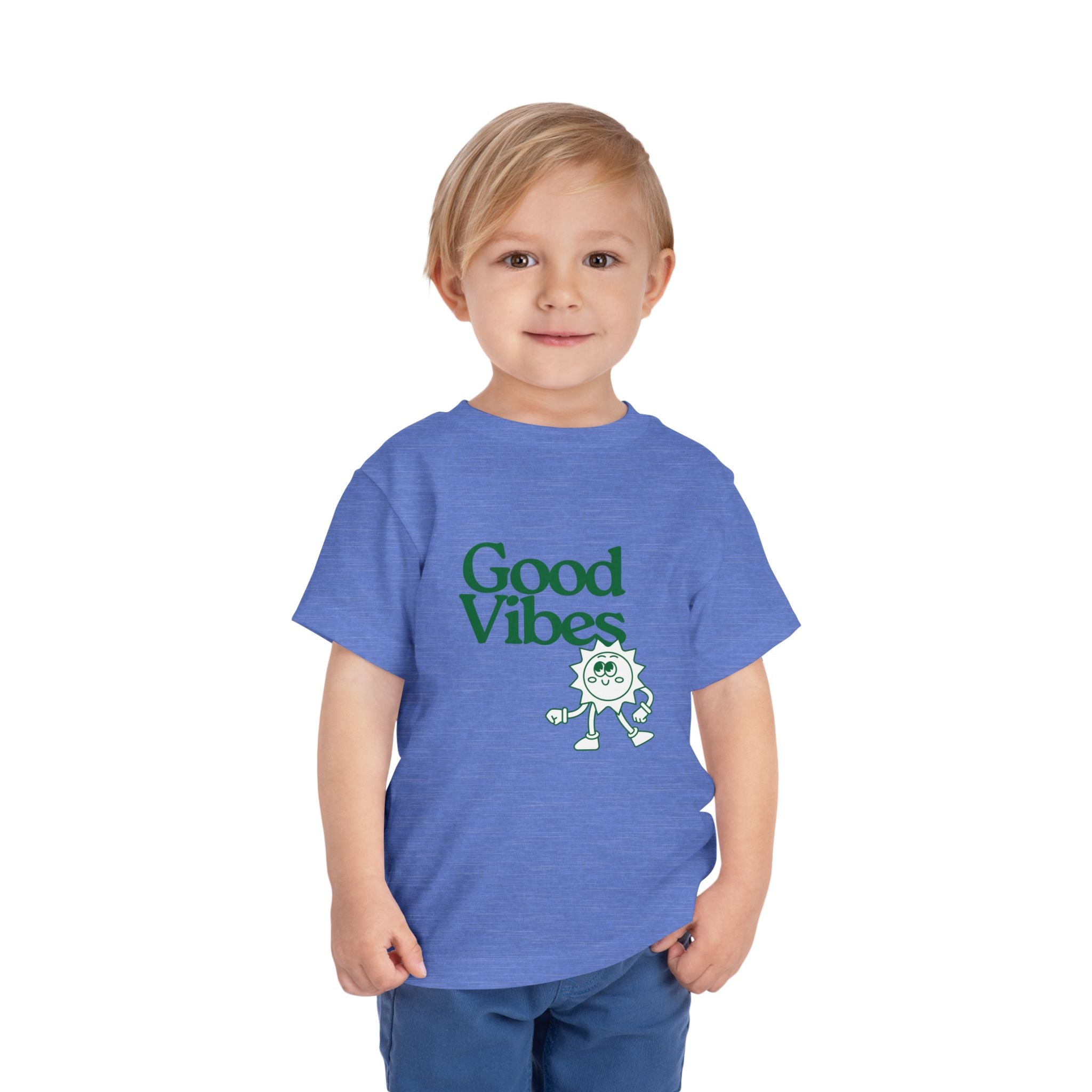 Good Vibes Toddler Tee — Cute Retro Sun Graphic Kids T‑Shirt