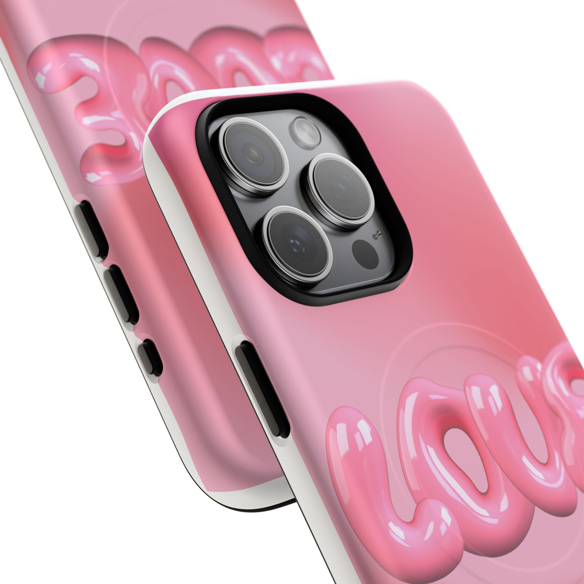 Phone Case — Pink "LOVE" 3D Bubble Tough Magnetic Protective Case