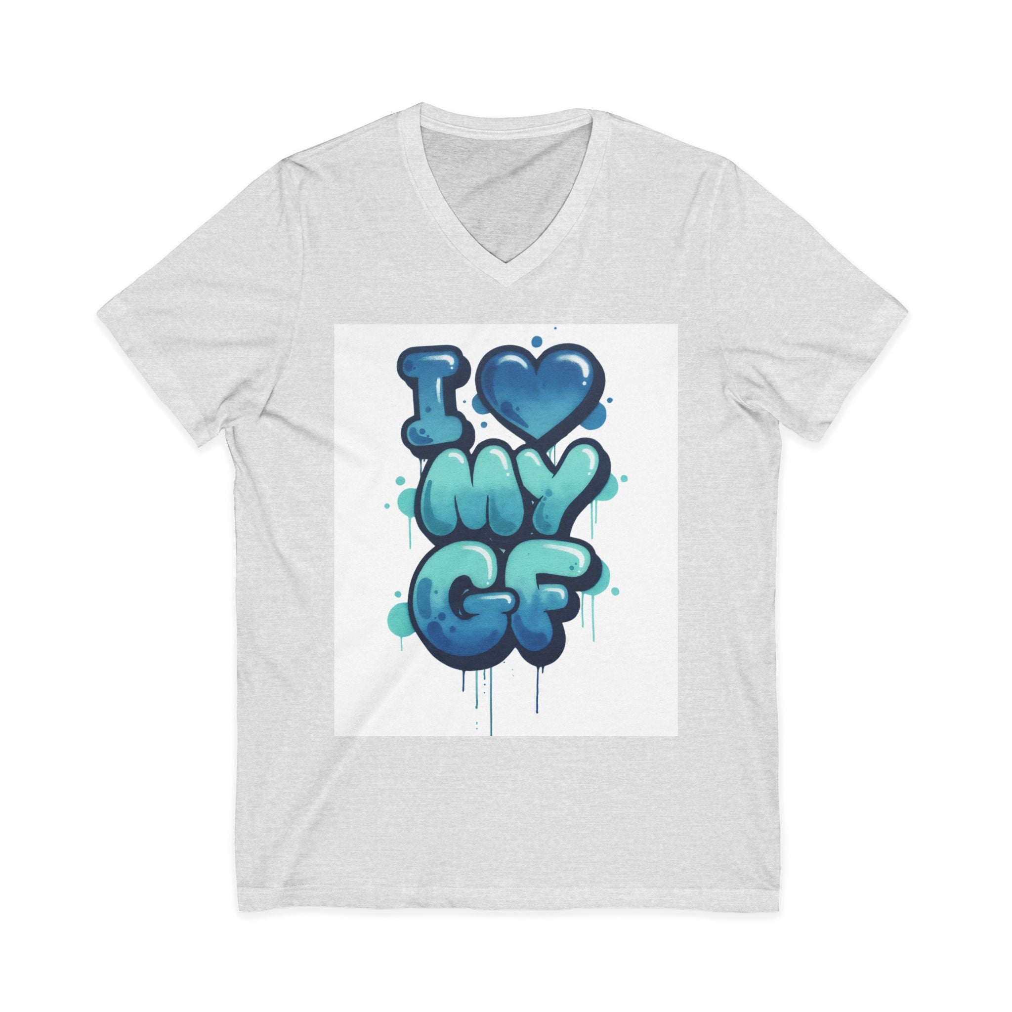 Unisex I Love My GF V-Neck T-Shirt — Cute Graffiti Couple Tee