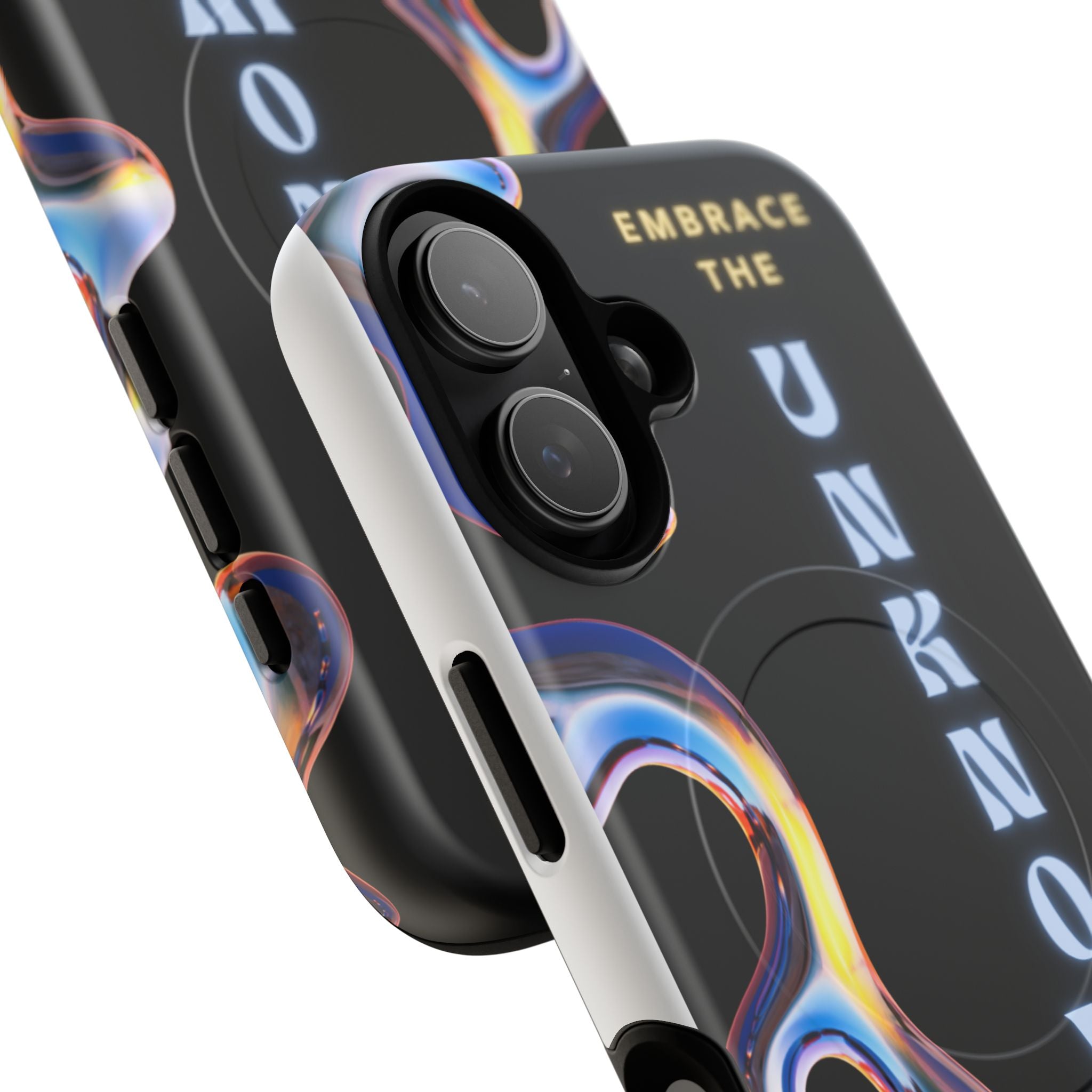 Tough Magnetic Case — "Embrace the Unknown" Black Iridescent Phone Cover