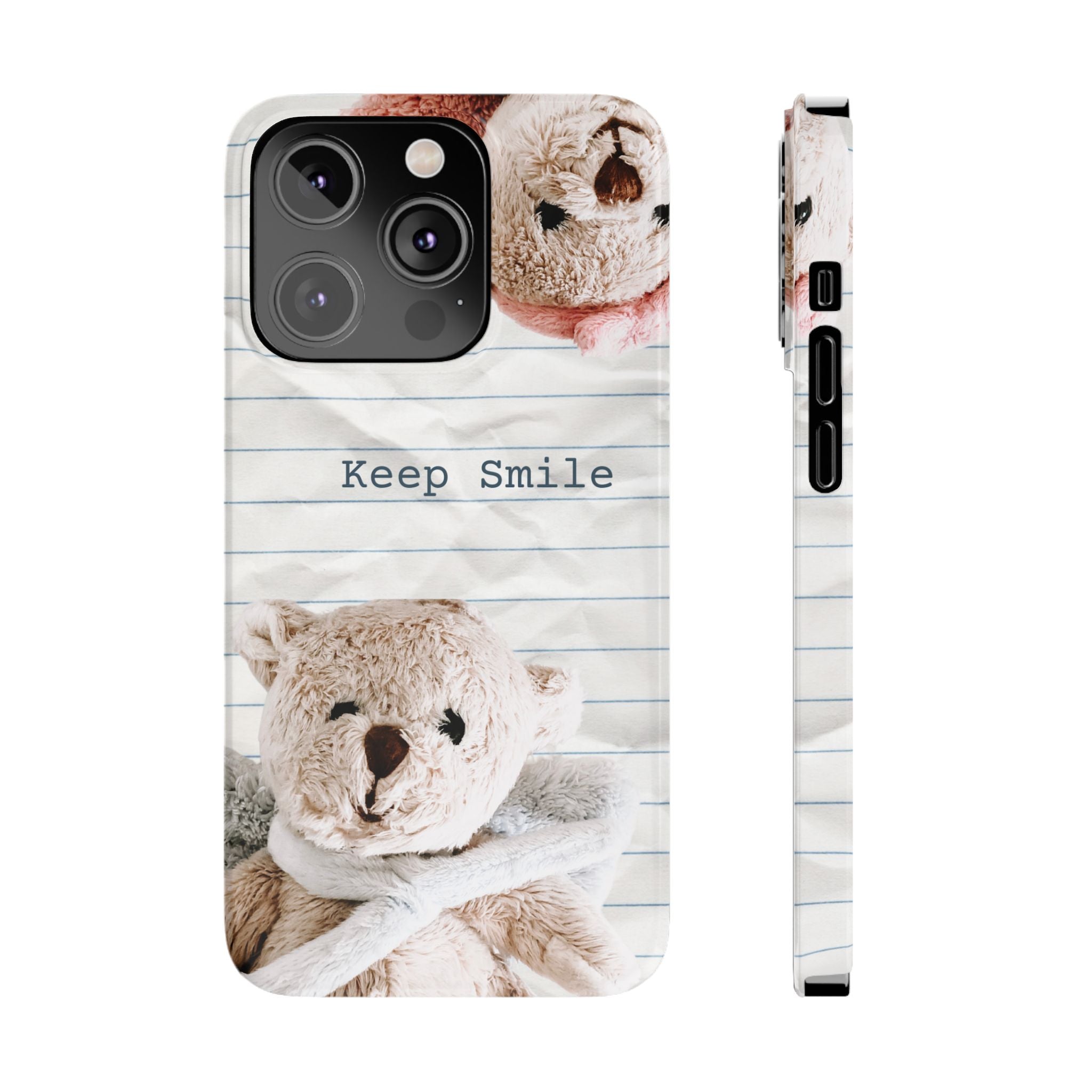 Slim Phone Case — ‘Keep Smile’ Teddy Bear Cute Protective Cover