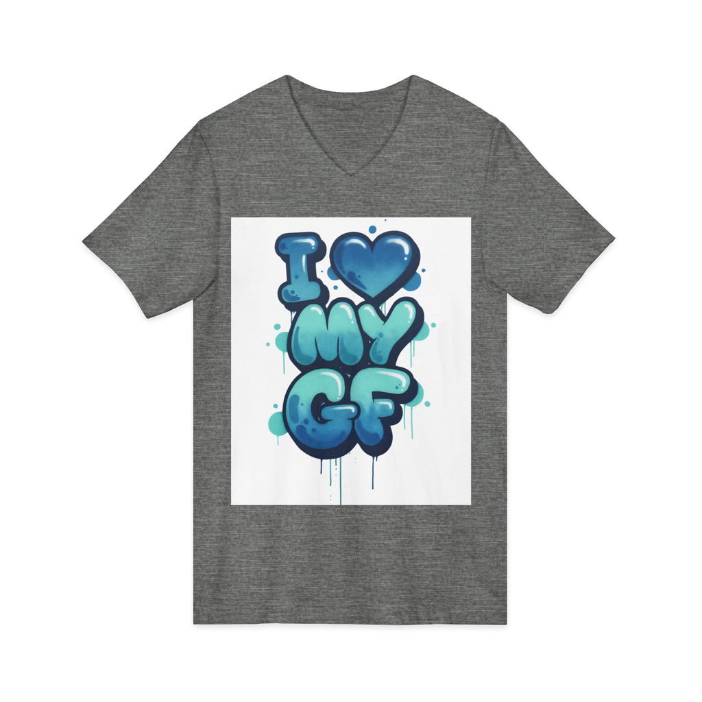 Unisex I Love My GF V-Neck T-Shirt — Cute Graffiti Couple Tee