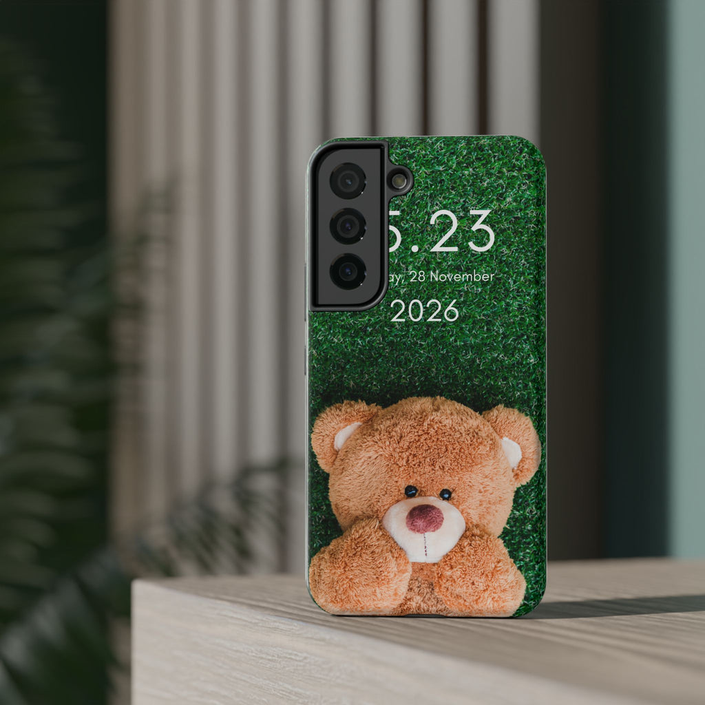 Teddy Bear Grass Phone Case — Cute Plush Toy Design Impact-Resistant Case