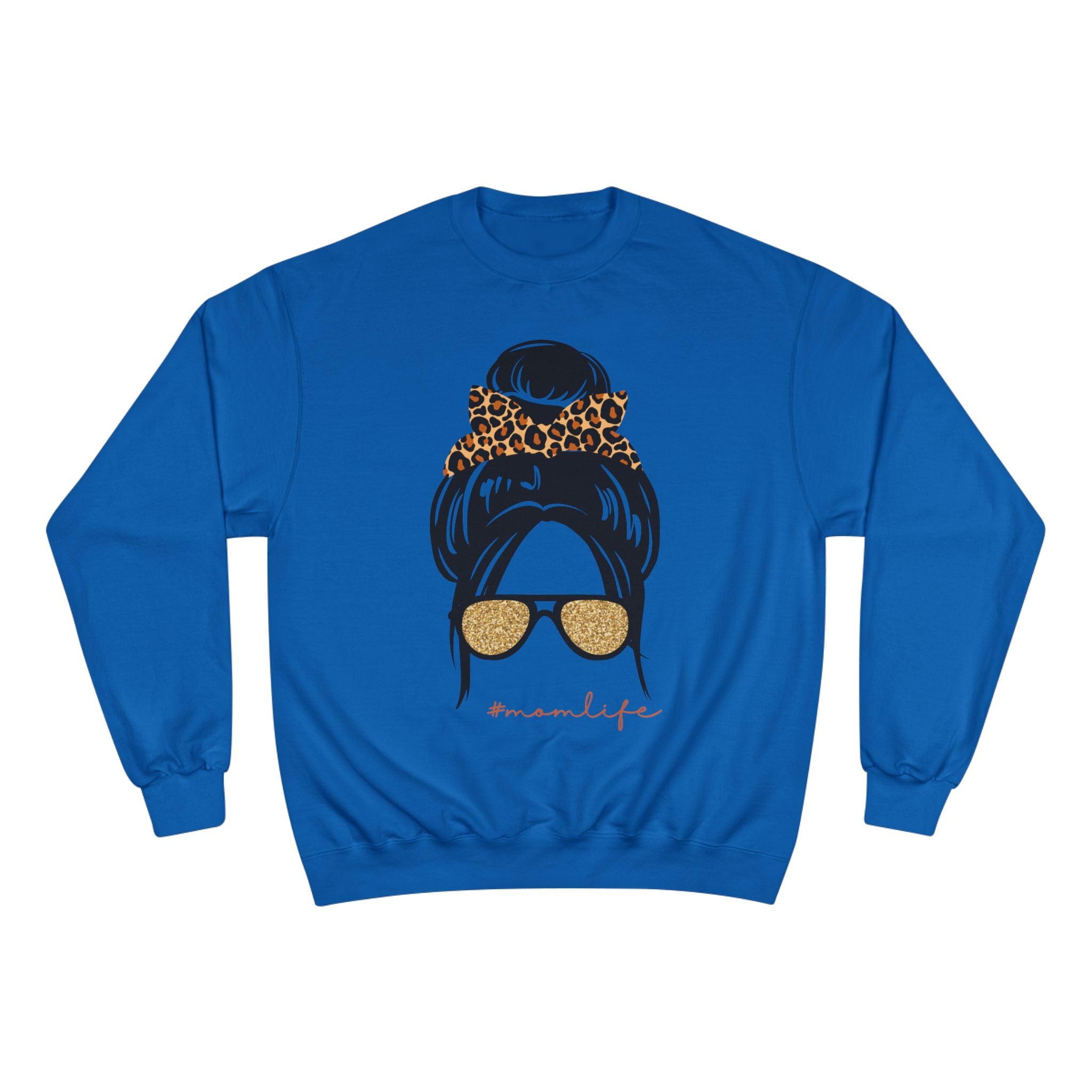 Women’s Leopard Messy Bun Sweatshirt — Mama Life Crewneck